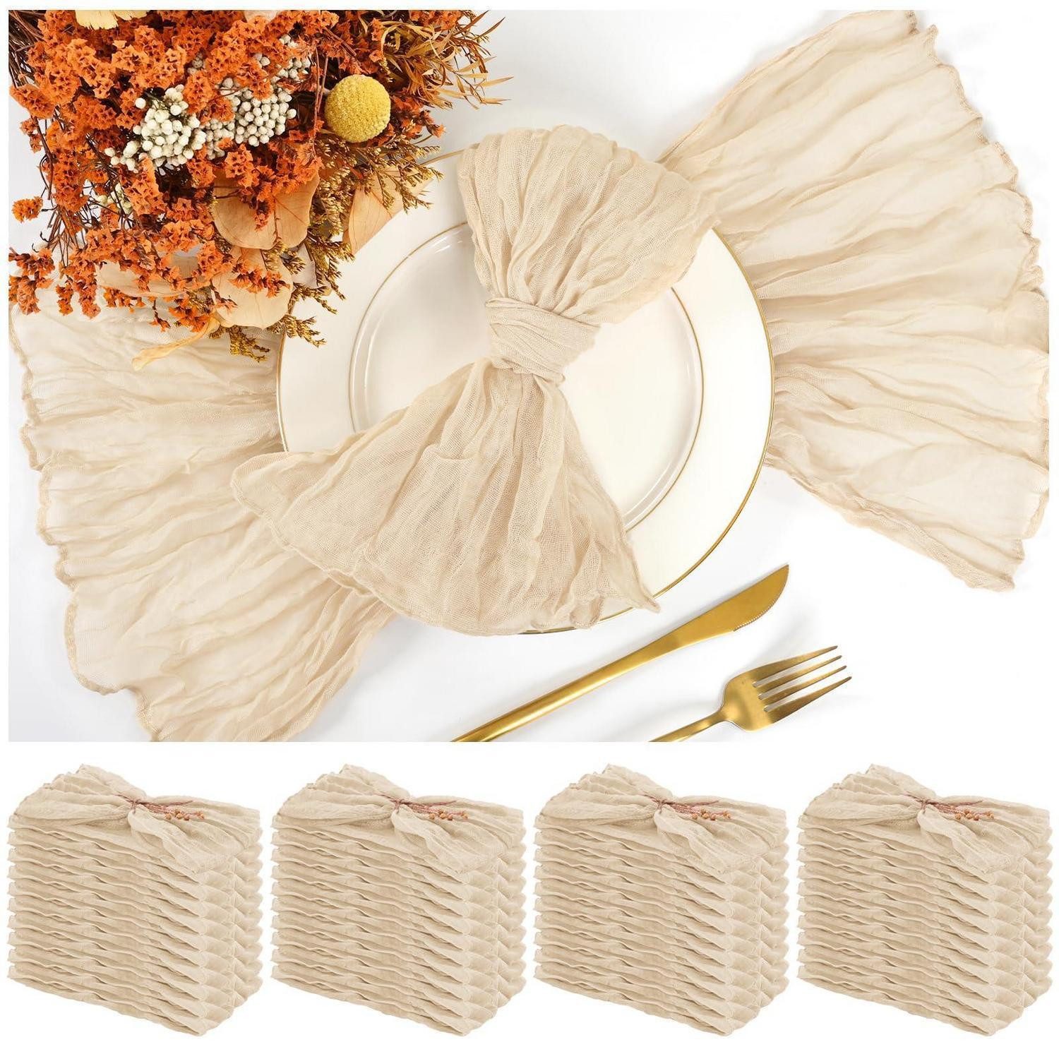 LuxusKollektion Stoffserviette Gaze Servietten 50x50 cm beige