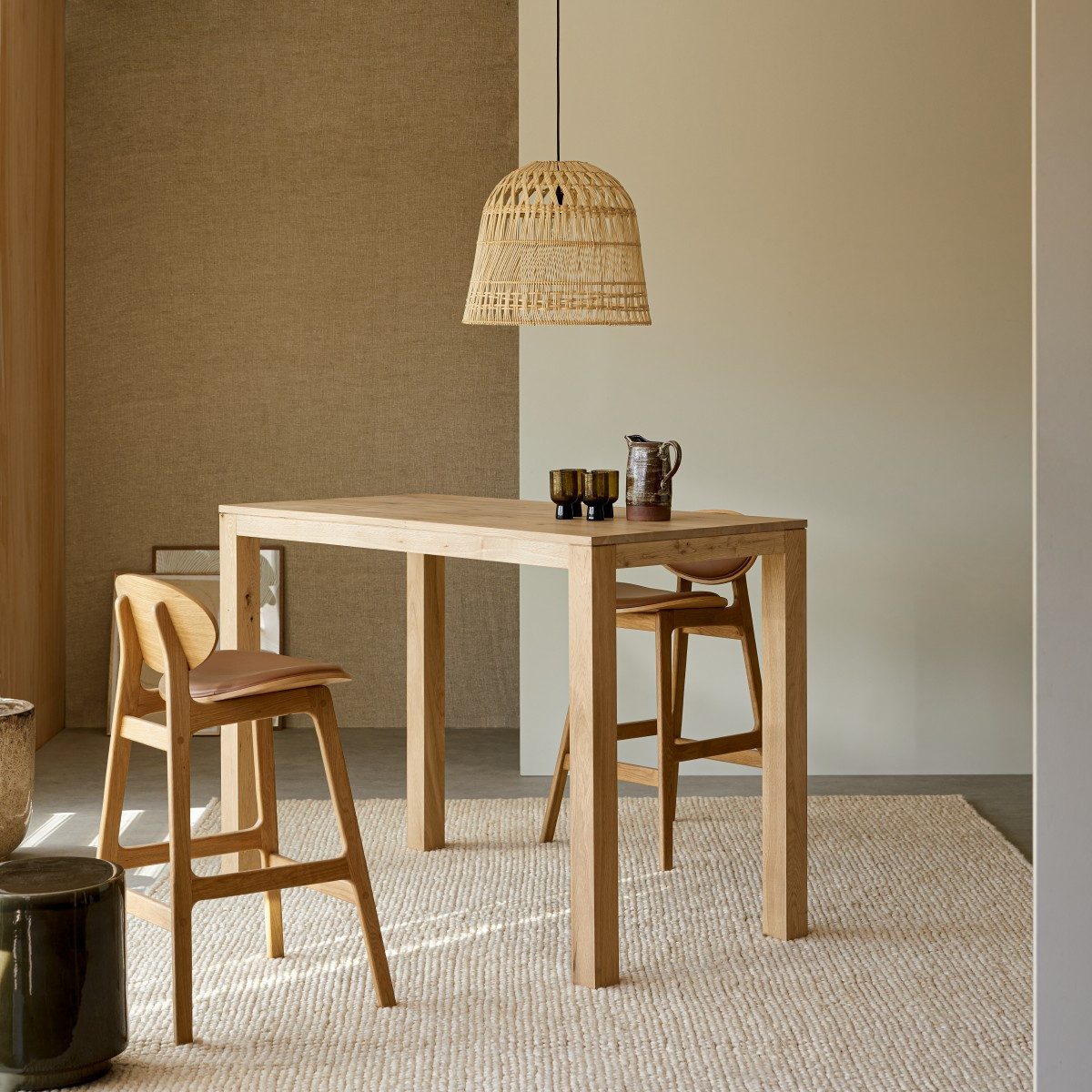 Tikamoon Esstisch Bartisch Eden aus massivem Eichenholz 120x60