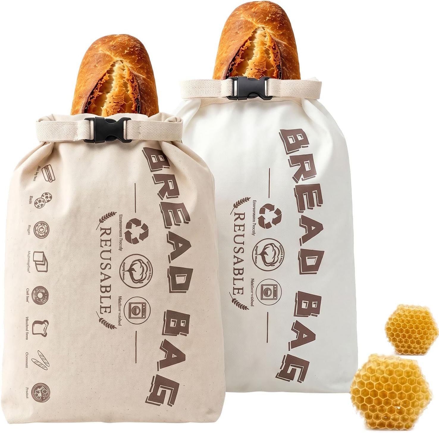Diwzbyn Brottasche Bienenwachs Brotbeutel,42x33 cm Brotbeutel mit Bienenwachs