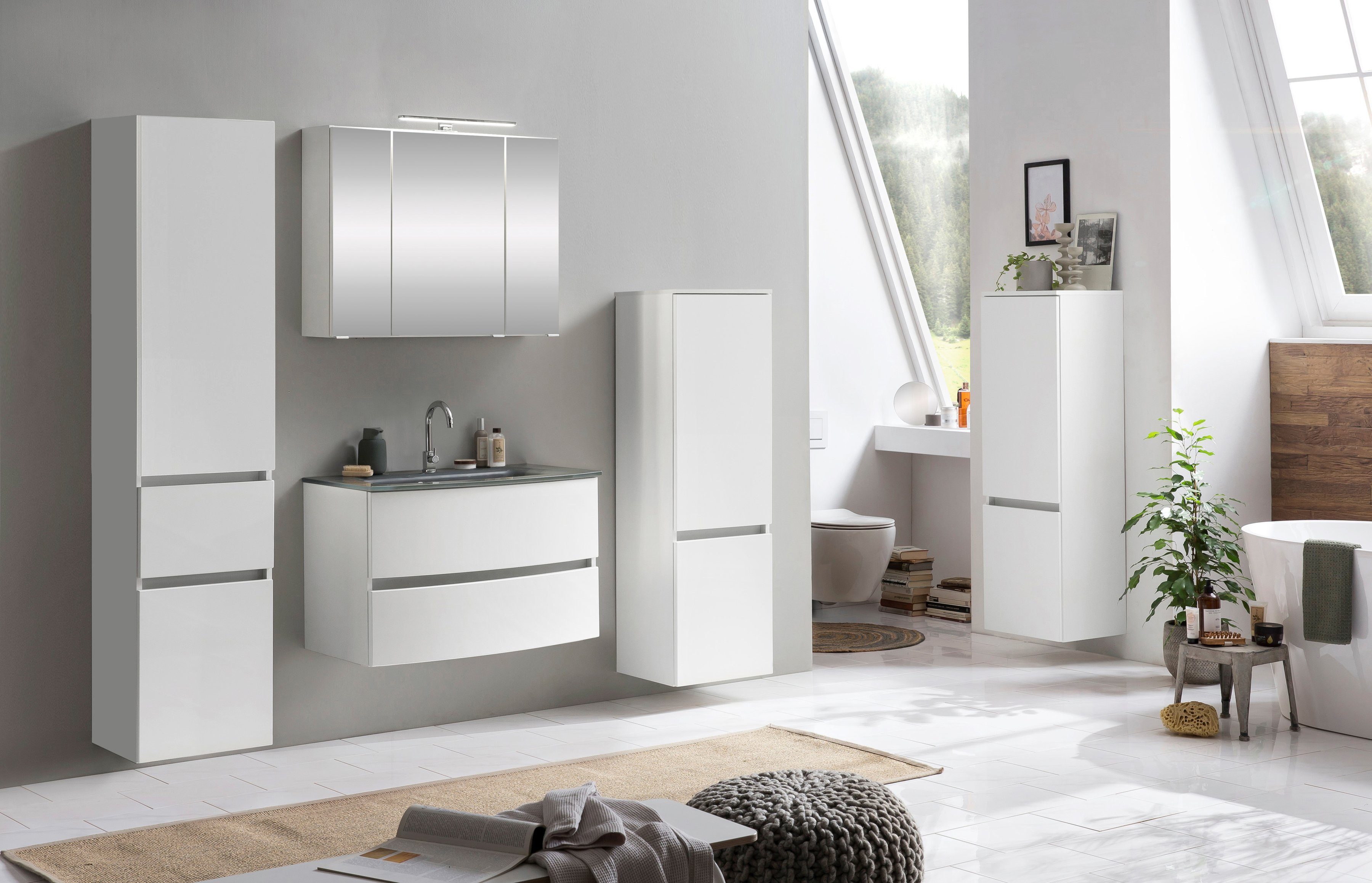 welltime Badezimmer-Set "Kaunas" Set, 4 Stk. tlg. Waschtisch-Set (Breite 80 günstig online kaufen