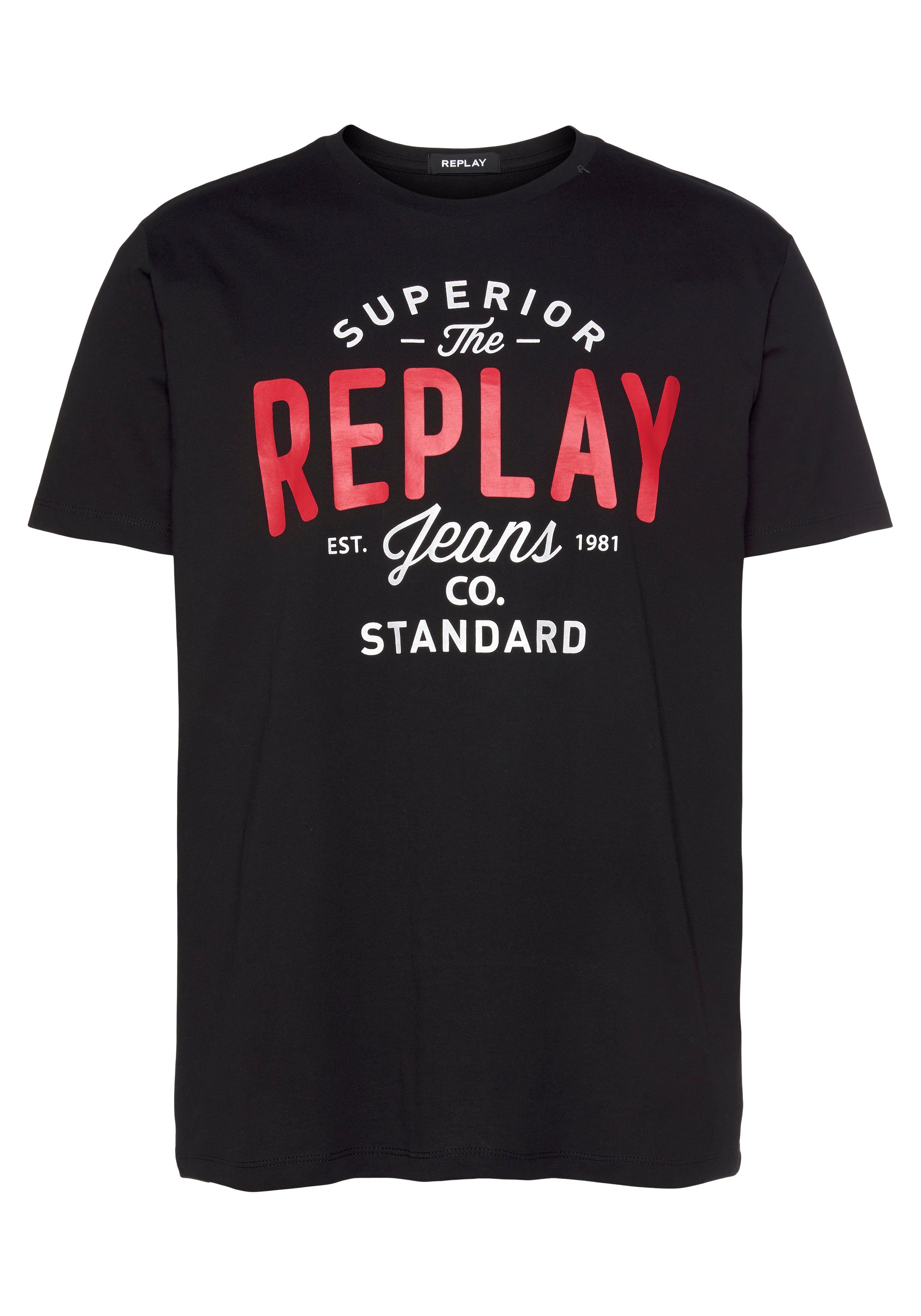 Replay T-Shirt mit Markendruck schwarz