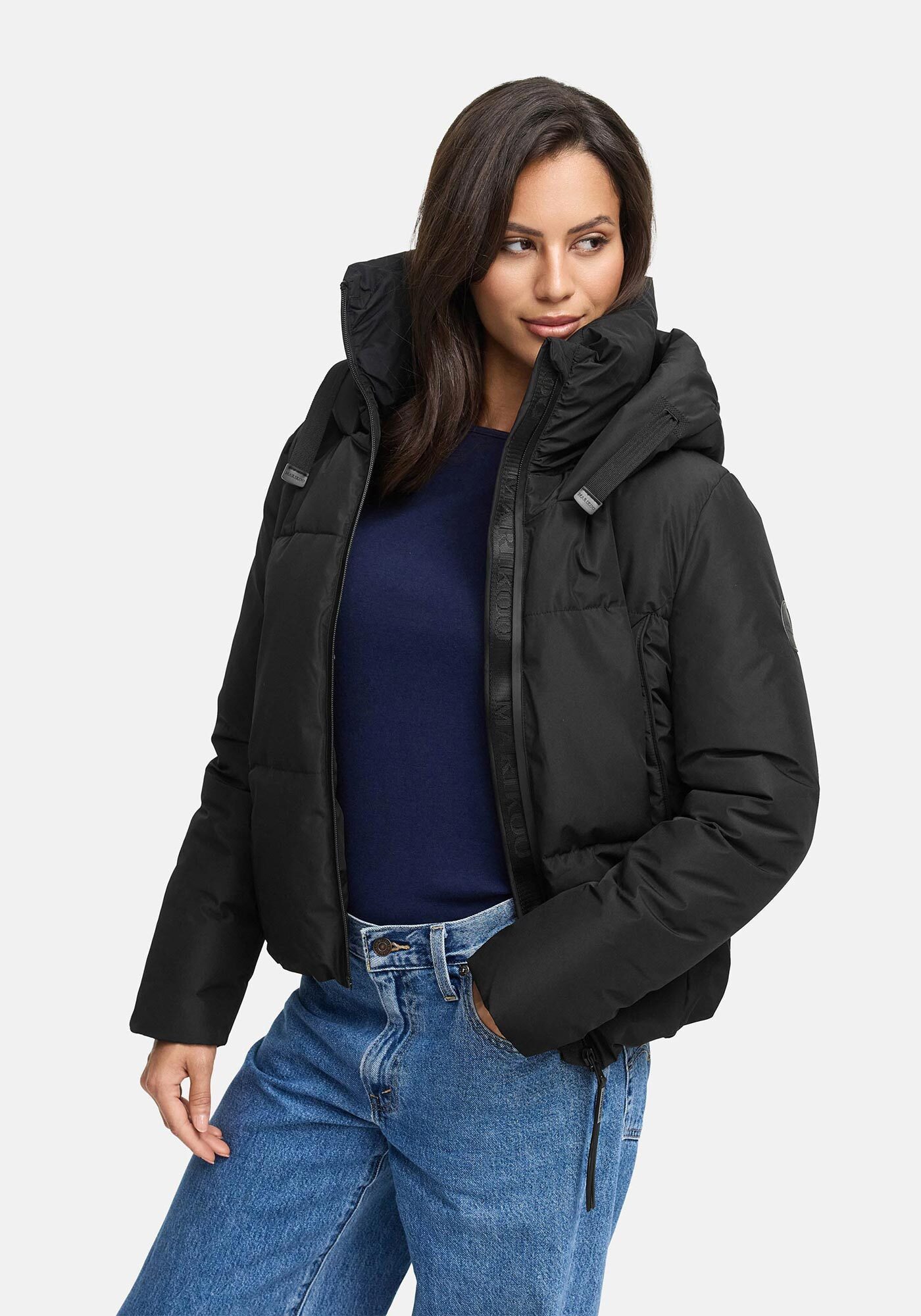 Marikoo Winterjacke Ninikaa kurze Winterjacke mit extra hohem Windschutzkragen
