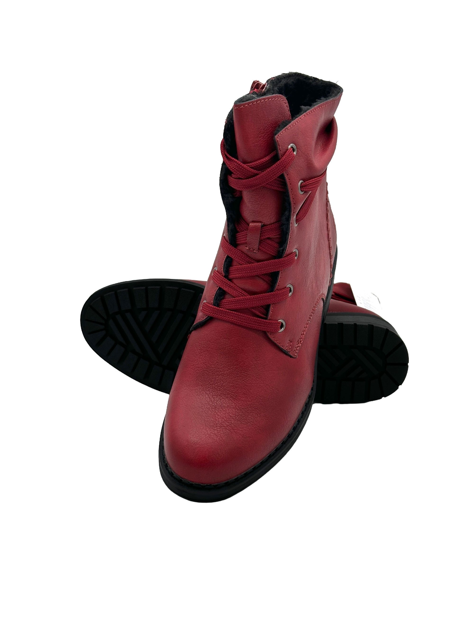 Nowaland Damen Winterstiefeletten mit Warmfutter Winterstiefelette Gefütterte Kunstleder-Stiefeletten mit seitlichem Reißverschluss