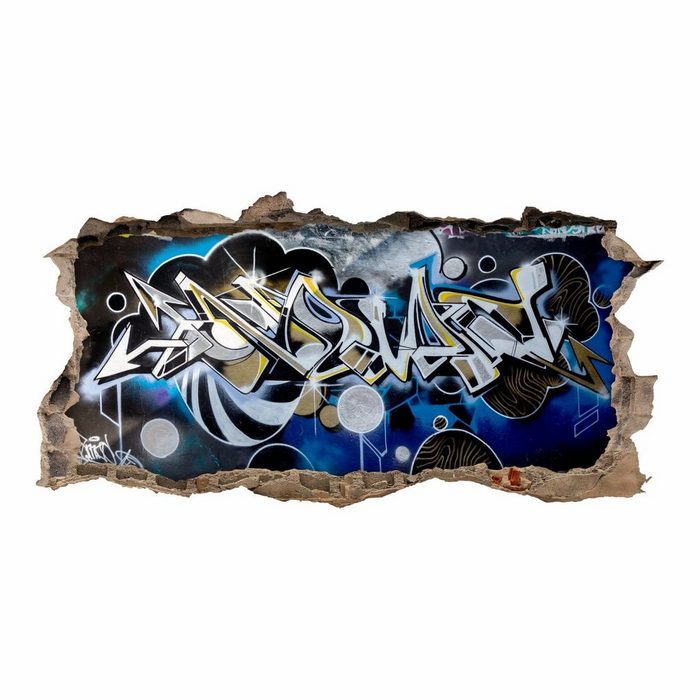 nikima Wandtattoo 148 Graffiti blau grau - Loch in der Wand (PVC-Folie) in 6 vers. Größen