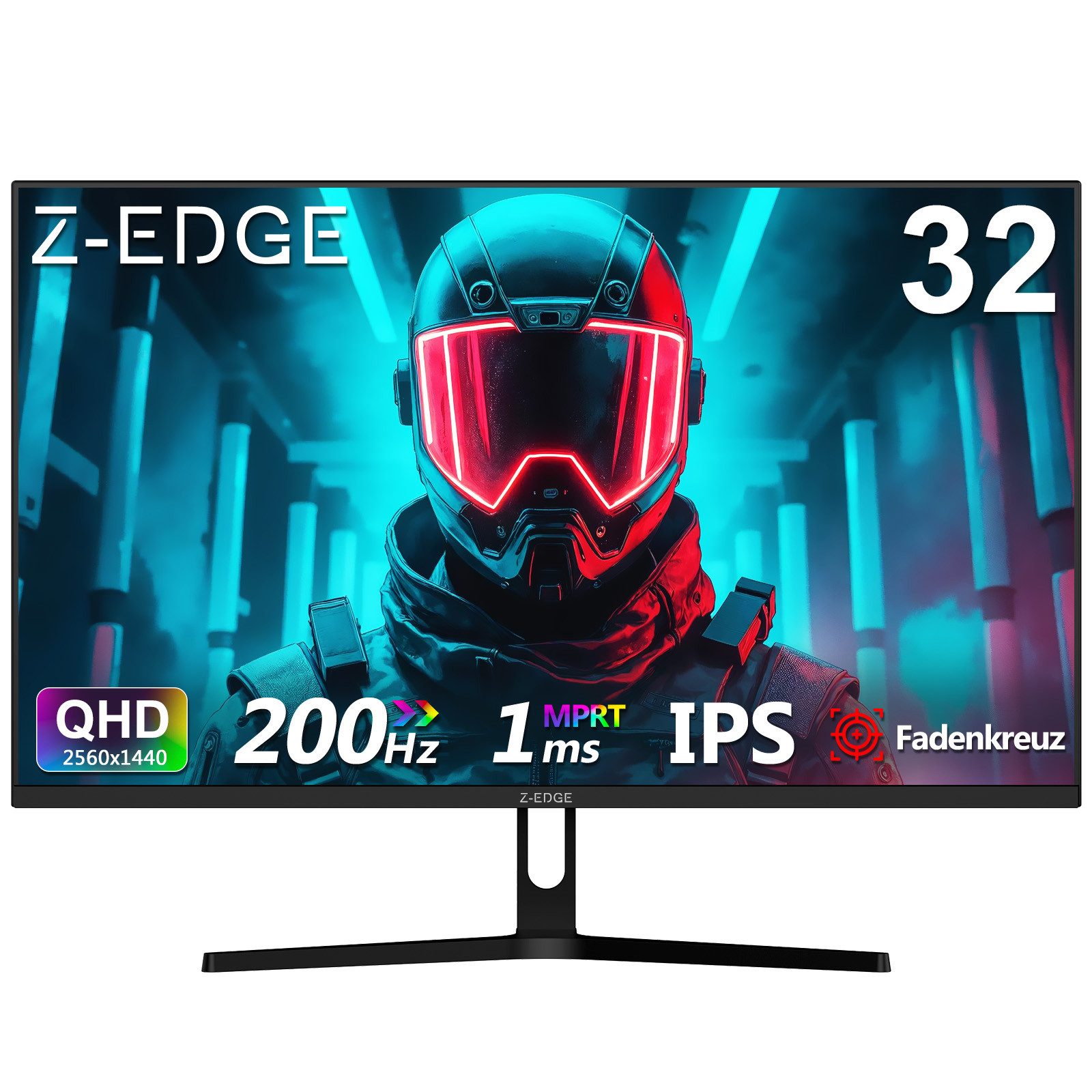 Z-EDGE 32‑Zoll 2K QHD IPS Monitor, 1 ms MPRT, FreeSync & HDR10‑Unterstützung Gaming-Monitor (81,28 cm/32 ", 2560 × 1440 px, QHD, 1 ms Reaktionszeit, 200 Hz, IPS, Bis 200 Hz Bildwiederholrate)