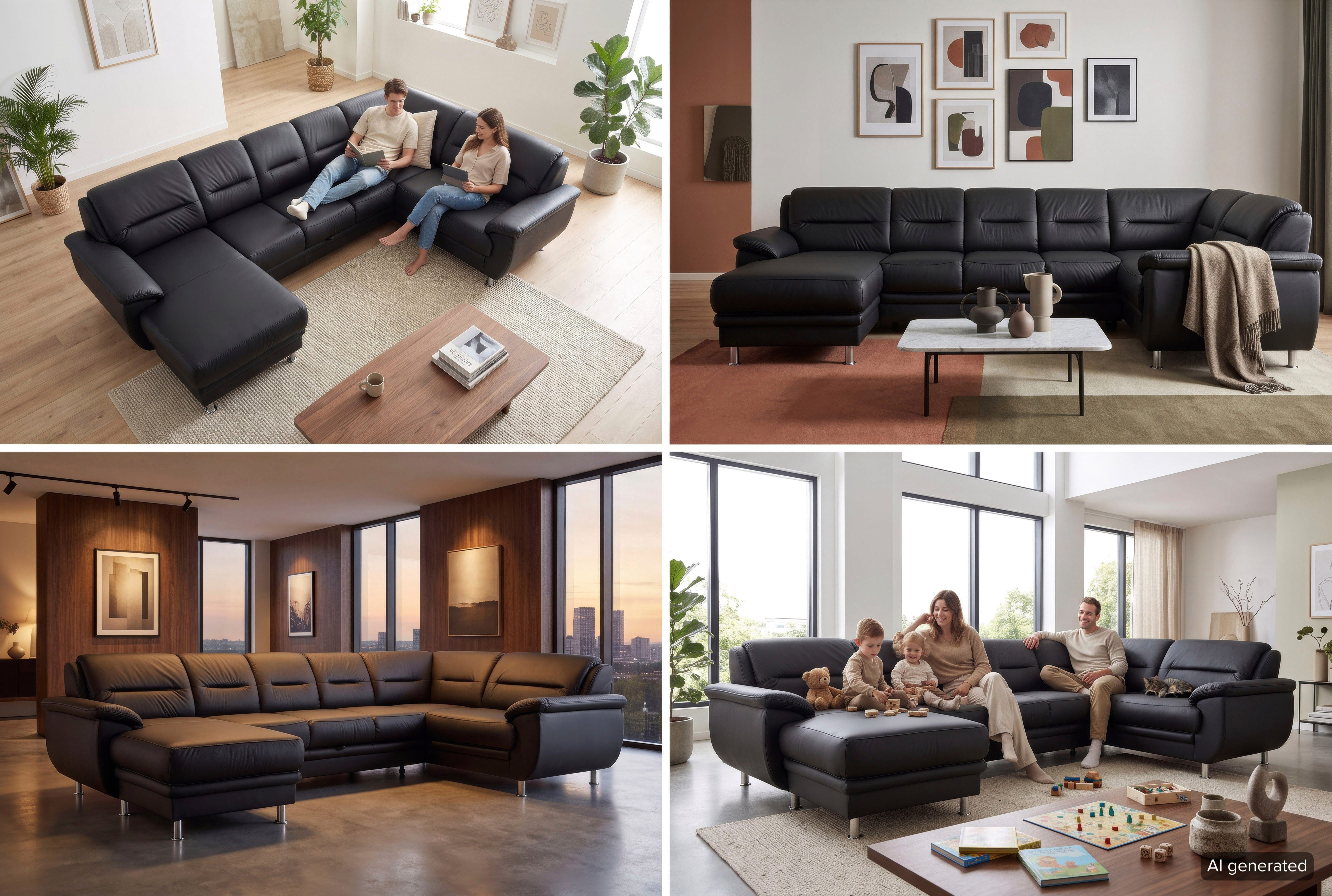 sit&more Wohnlandschaft Mailand U-Form, B: 312 cm, XXL-Couch mit Komfortpolsterung, optional Schlaffunktion, Liegefl. 122x247 cm, diverse Lederqualitäten