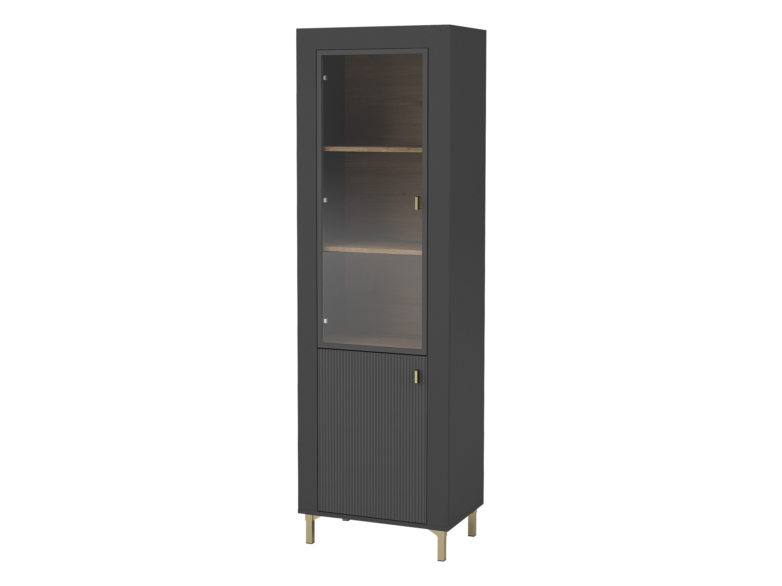 MIRJAN24 Vitrine Mossa MO03 (mit zwei Drehtüren) Gehärtetem Glas 4 mm, LED-Beleuchtung als Option