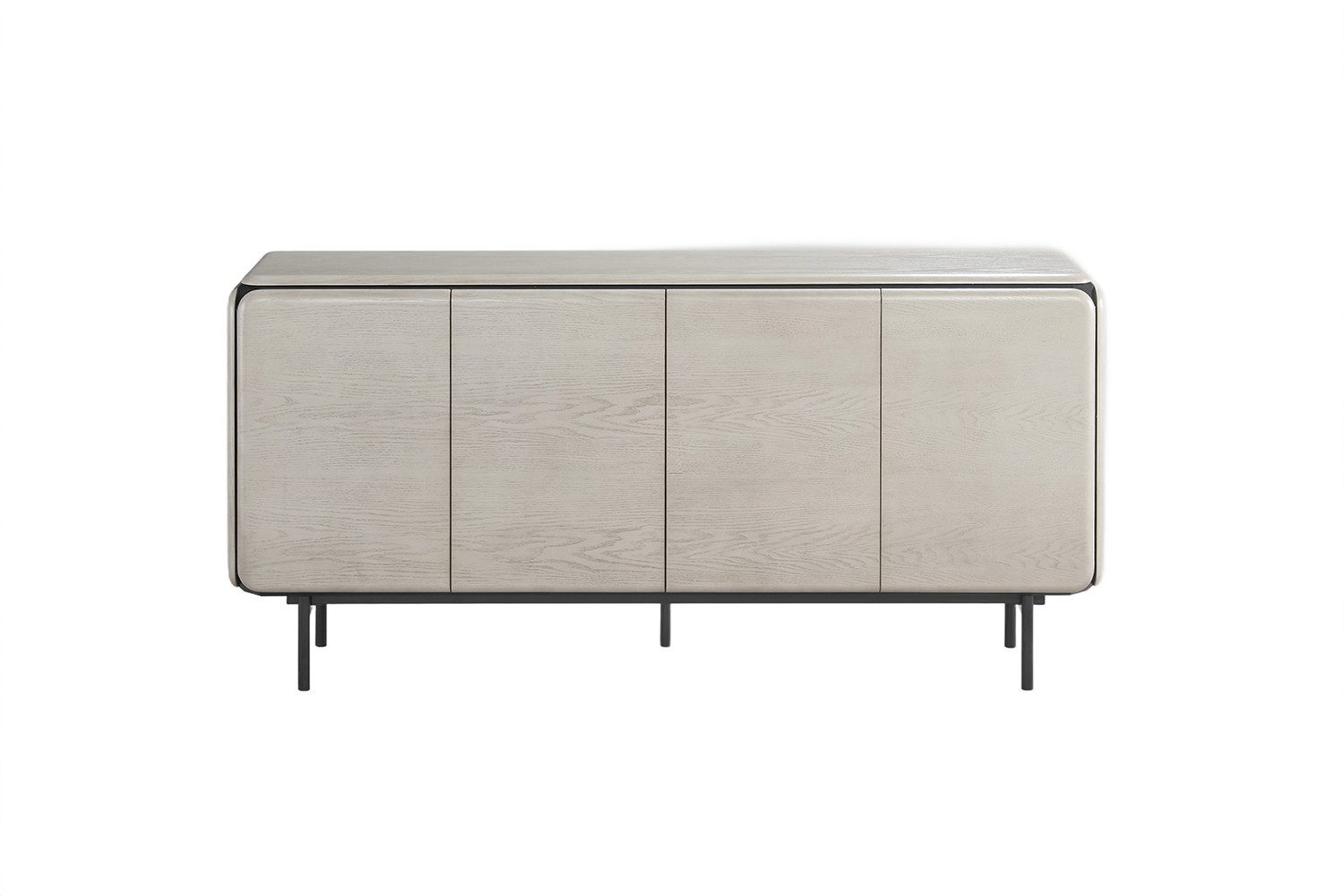 KAWOLA Sideboard AVRIL moderne Kommode, viel Stauraum, 4 Türen Eiche grau, Einlegeböden verstellbar