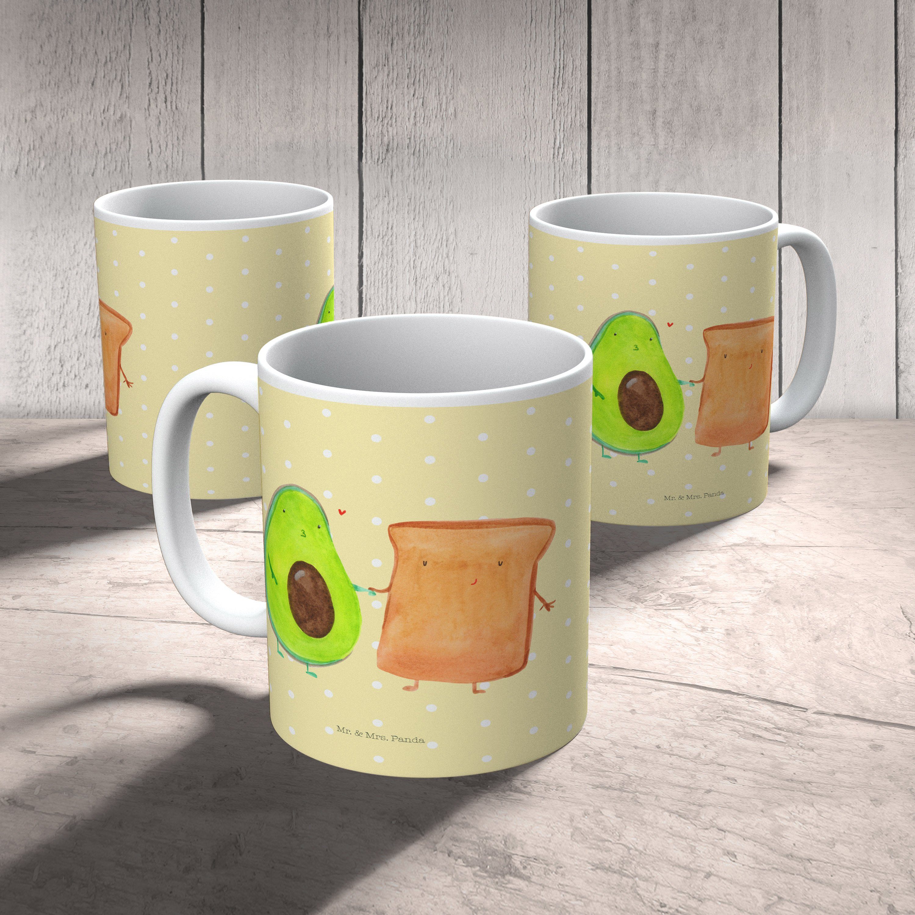 Mrs. Avocado Mr. - Tasse Veg, & Panda Keramik Toast Gelb - + Verlobt, Pastell Kaffeebecher, Geschenk,