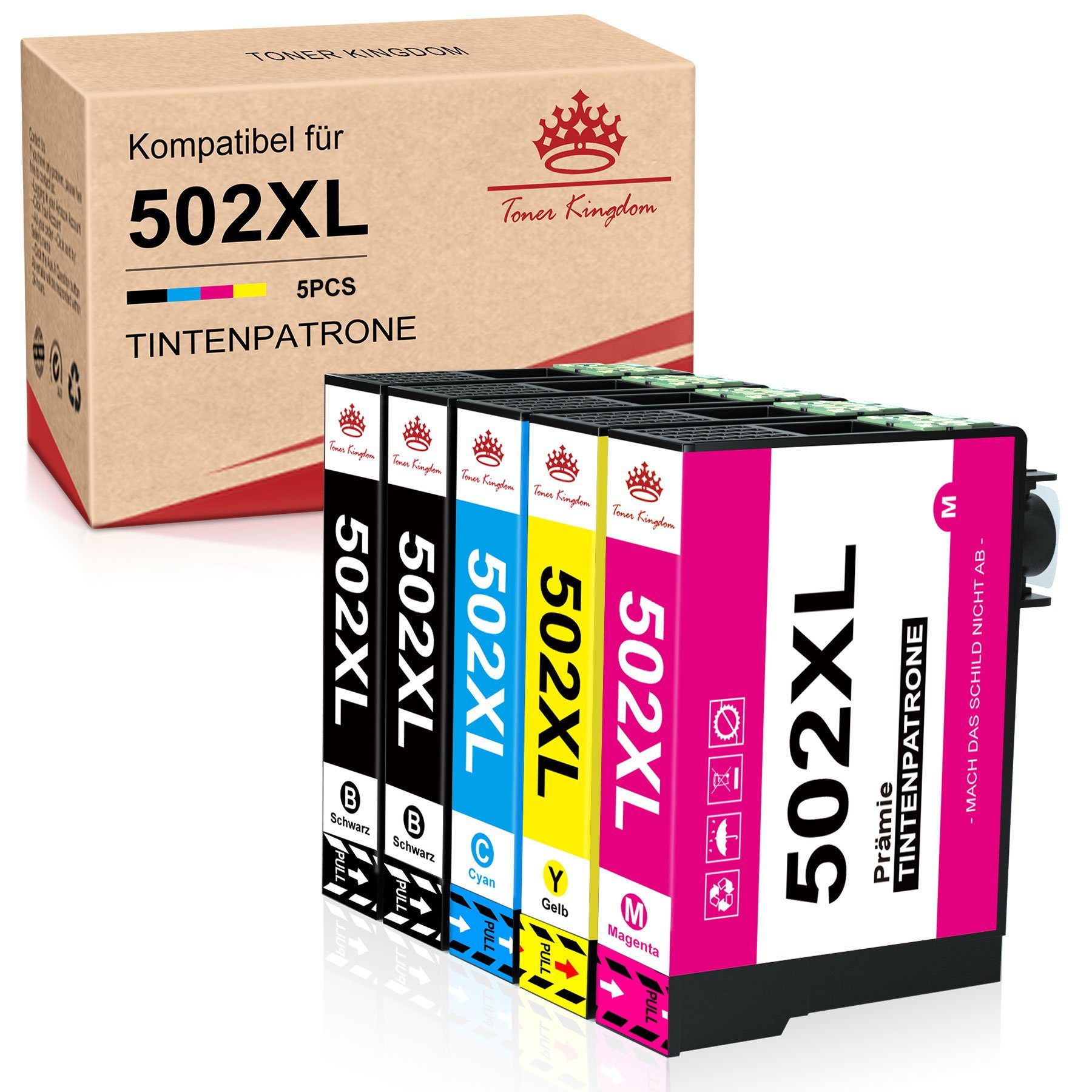 Toner Kingdom »Epson 502XL 502 XL Multipack« Tintenpatrone (5-tlg., für  WF-2860DWF WF-2865DWF XP-5100 XP-5105)