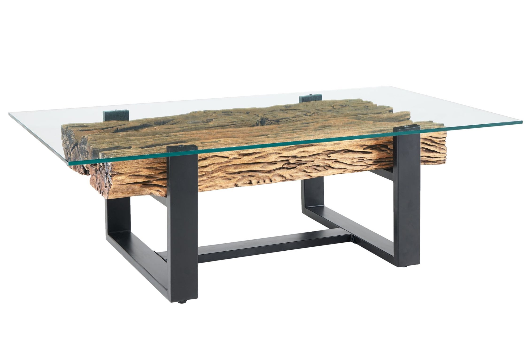 Licht-Erlebnisse Couchtisch MAYA, aus recyceltem Teakholz Hartglas Edelstahl 130x70x42 cm (LxBxH)
