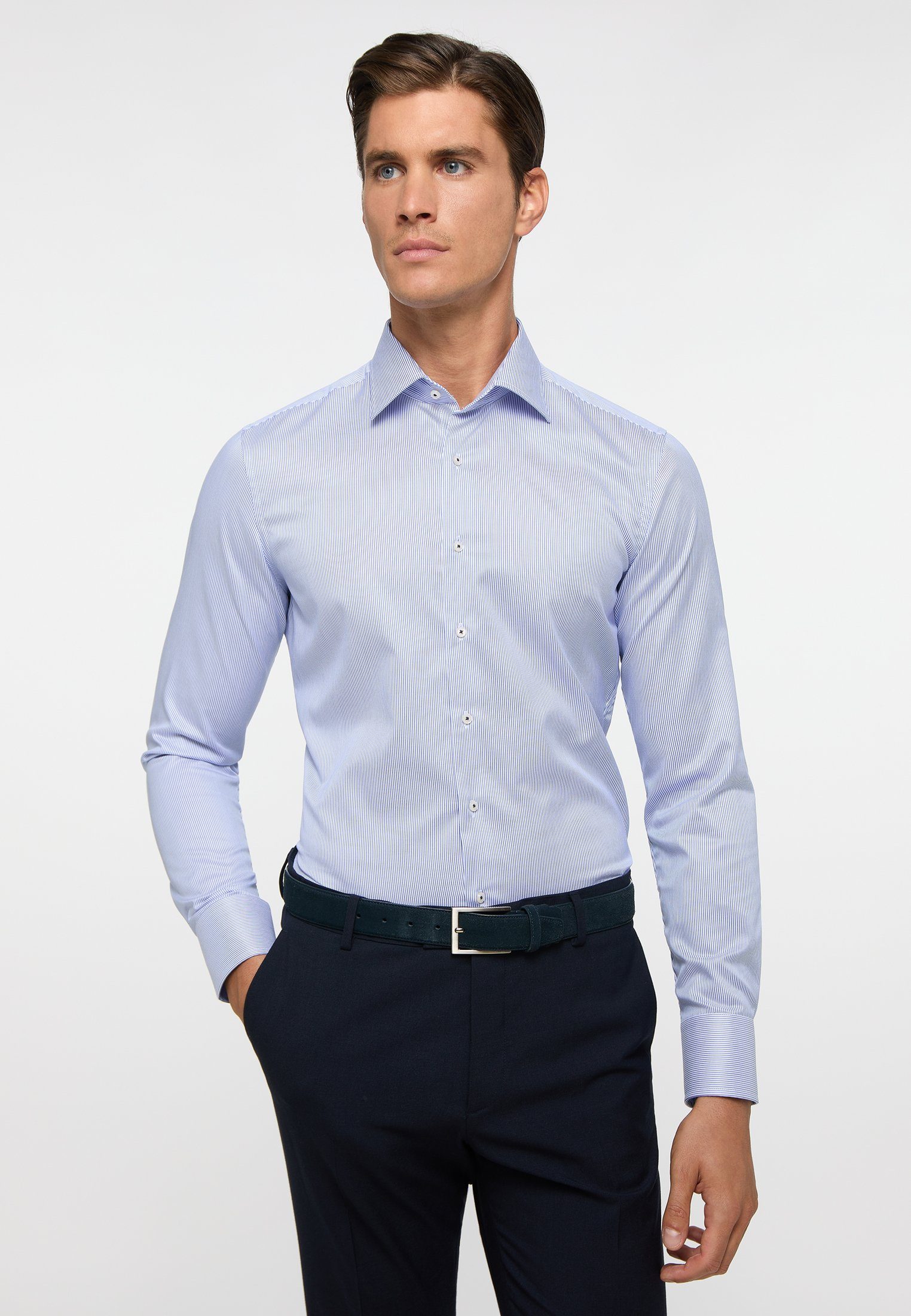 Eterna Langarmhemd SLIM FIT royal blau