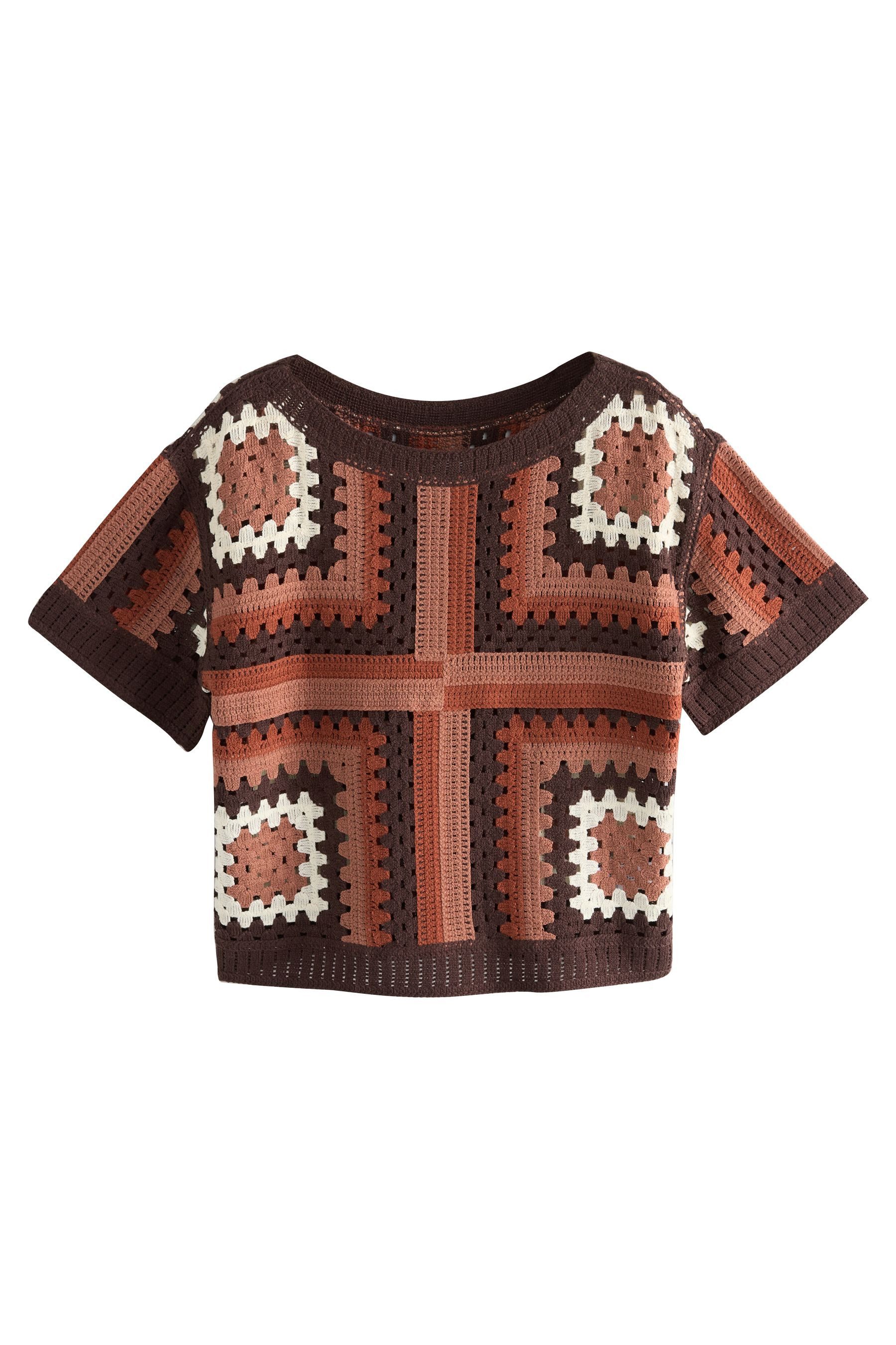 Next Kurzarmpullover T-Shirt mit gehäkeltem Ausschnitt günstig online kaufen