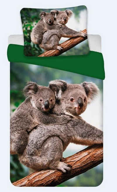 Kinderbettwäsche Bettwäsche Set mit Koala 135 x 200 cm 80 x 80 cm 100% Baumwolle, BrandMac