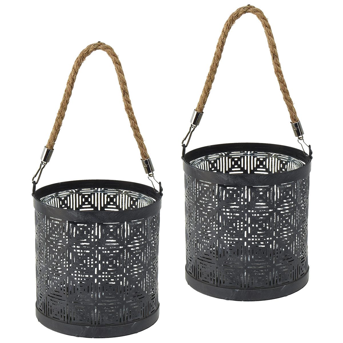 Viana Windlicht 2er-Set Windlichter aus Metall mit Henkel - Dekorative Laternen in