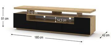 Domando Lowboard Lowboard Cavalese M1, Breite 180cm, clevere Einteilung, LED Beleuchtung