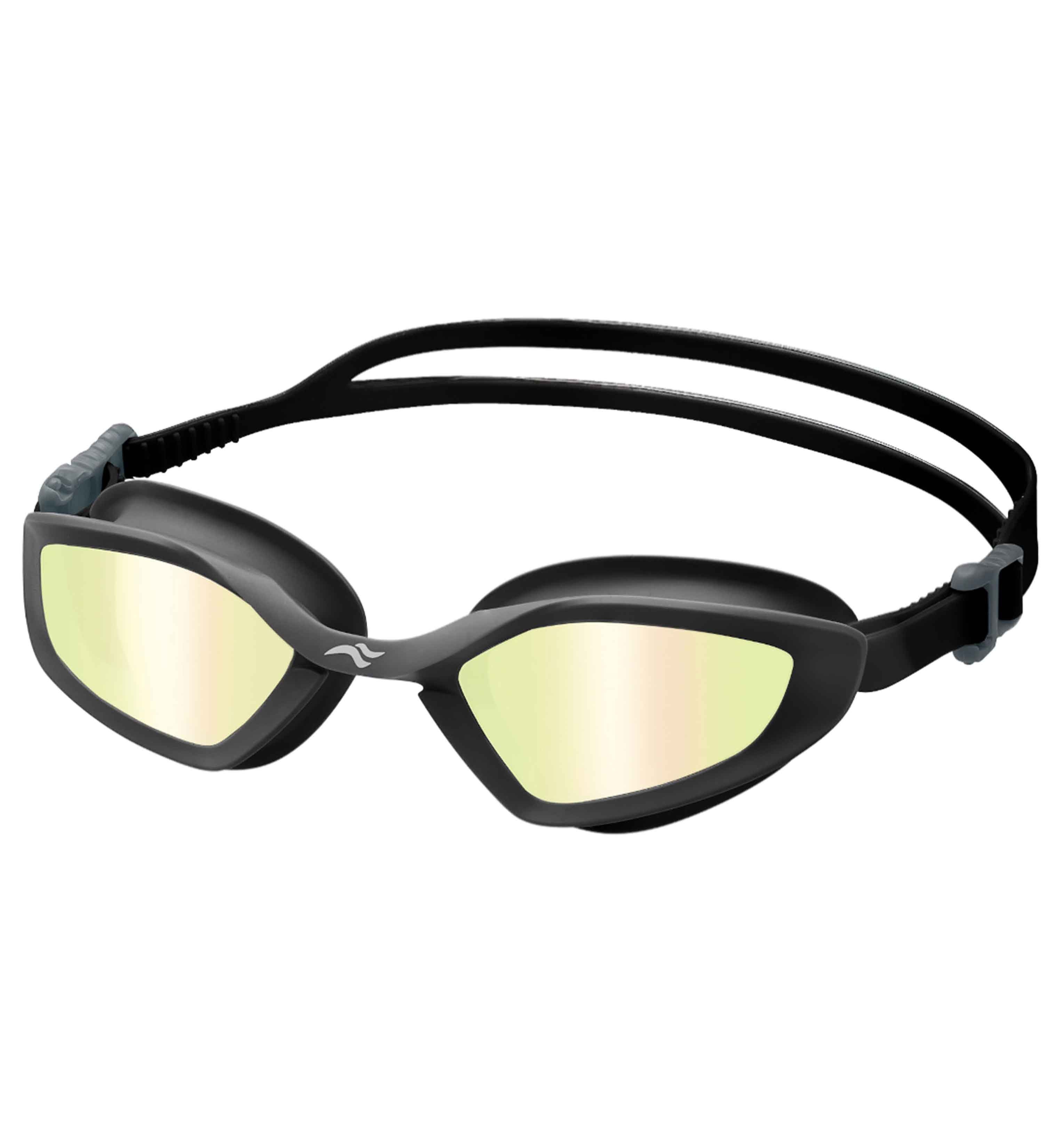Aqua Speed Schwimmbrille Raven Sportbrille verspiegelt schwarz – UV-Schutz & Spiegelglas, (Perfekt für Fitnessschwimmer mit Fokus auf Performance & Sitz), Silikonband mit Schnellverschluss für individuelle Anpassung