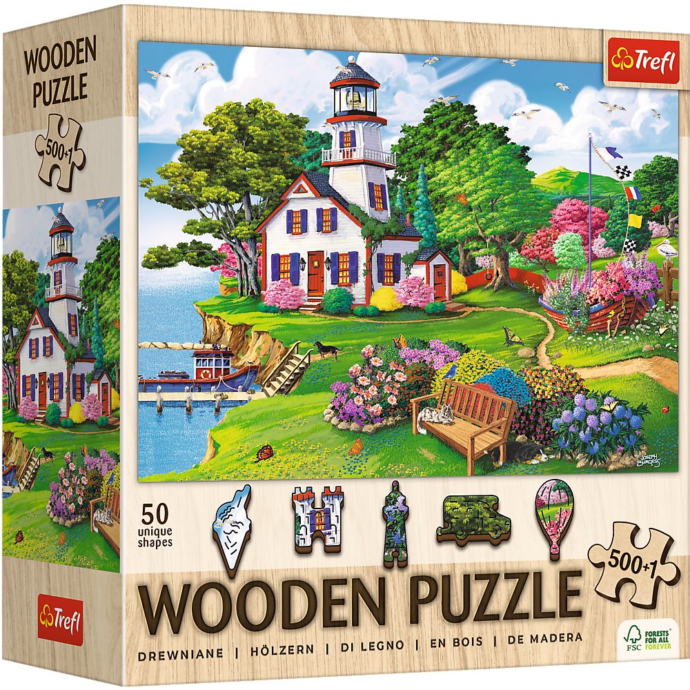 Trefl Puzzle Trefl, Sommer Oase - 500+1 Teile Holzpuzzle, 501 Puzzleteile