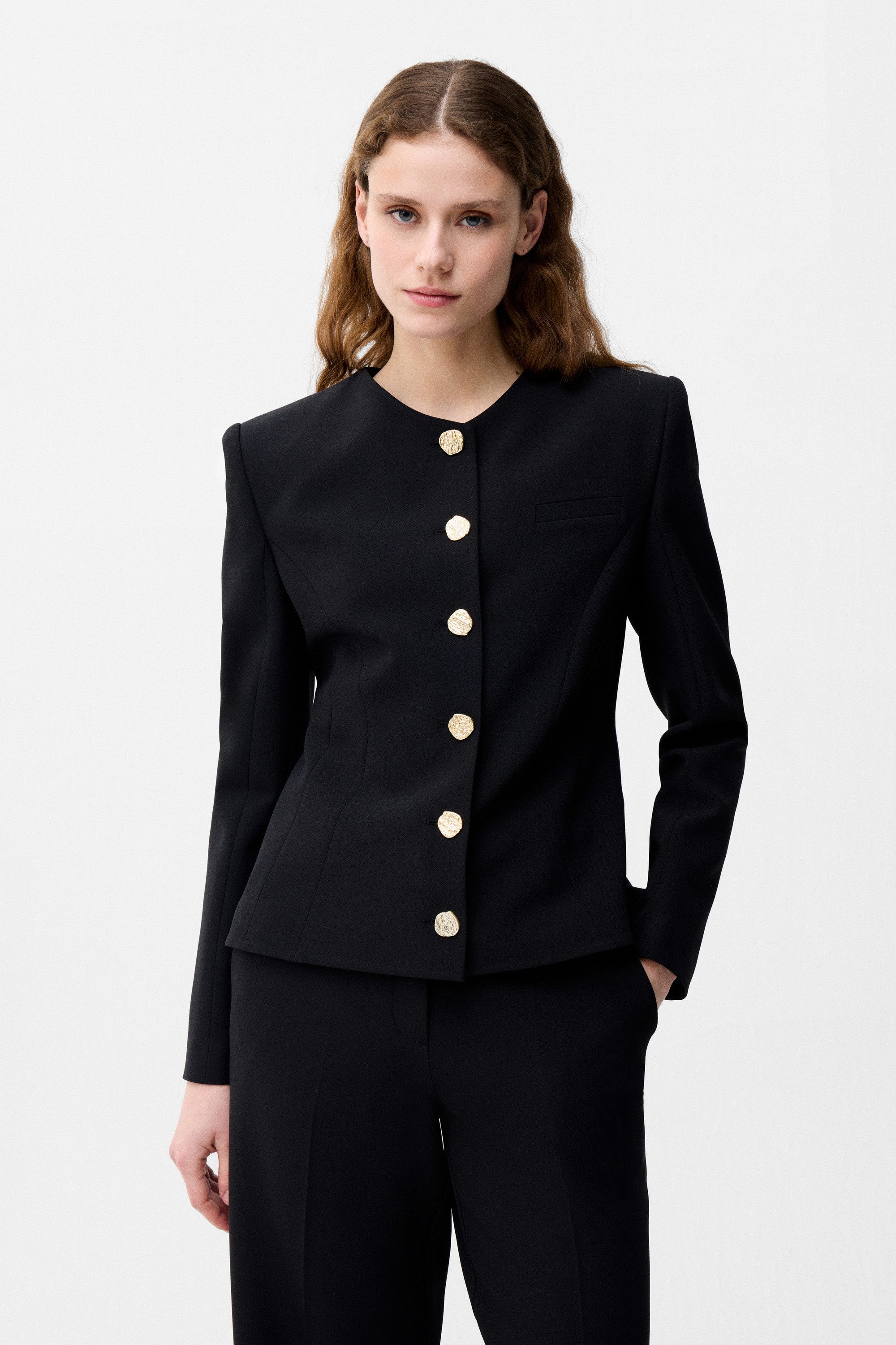 adL Jackenblazer Jacke mit Rundhalsausschnitt