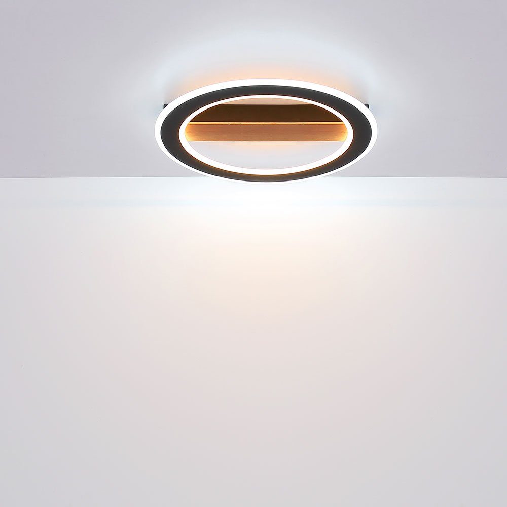 LED Ring fest Globo LED Tageslichtweiß, Kaltweiß, Wohnzimmerlampe Deckenleuchte, Deckenleuchte Warmweiß, verbaut, LED-Leuchtmittel Holz