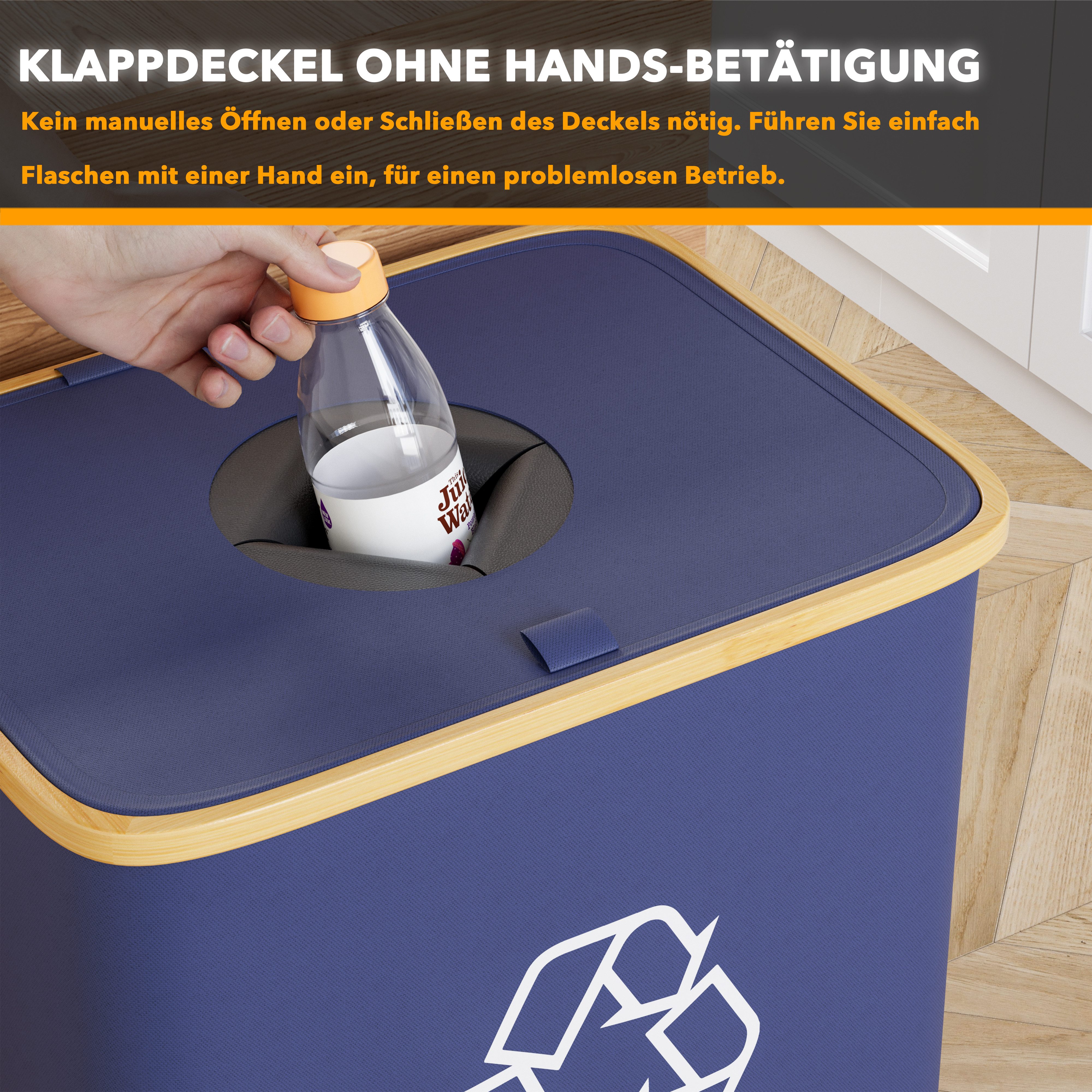 SpaceAid Flaschensammler Flaschenkorb (100L Pfandflaschen Sammelbehälter), mit Deckel und 2 wiederverwendbaren Innensäcken – Bild 5 von 5