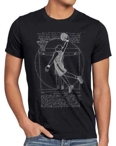 style3 Print-Shirt Herren T-Shirt Vitruvianischer Basketballspieler ballsport da vinci mensch