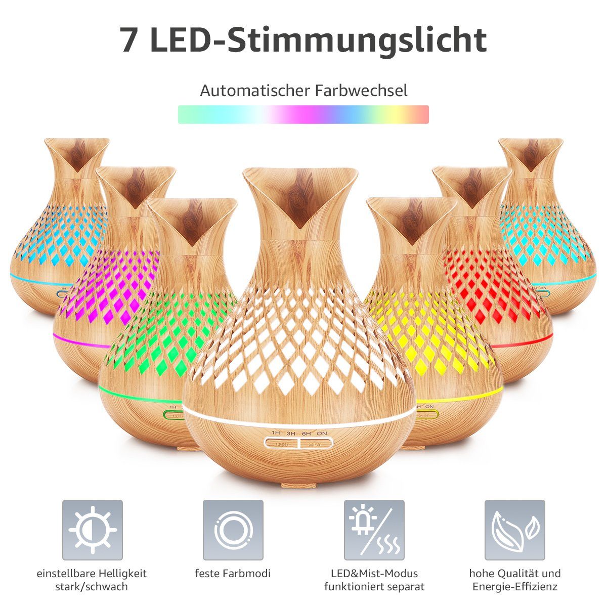 7MAGIC Luftbefeuchter Aroma Diffuser Raumbefeuchter LED, günstig online kaufen