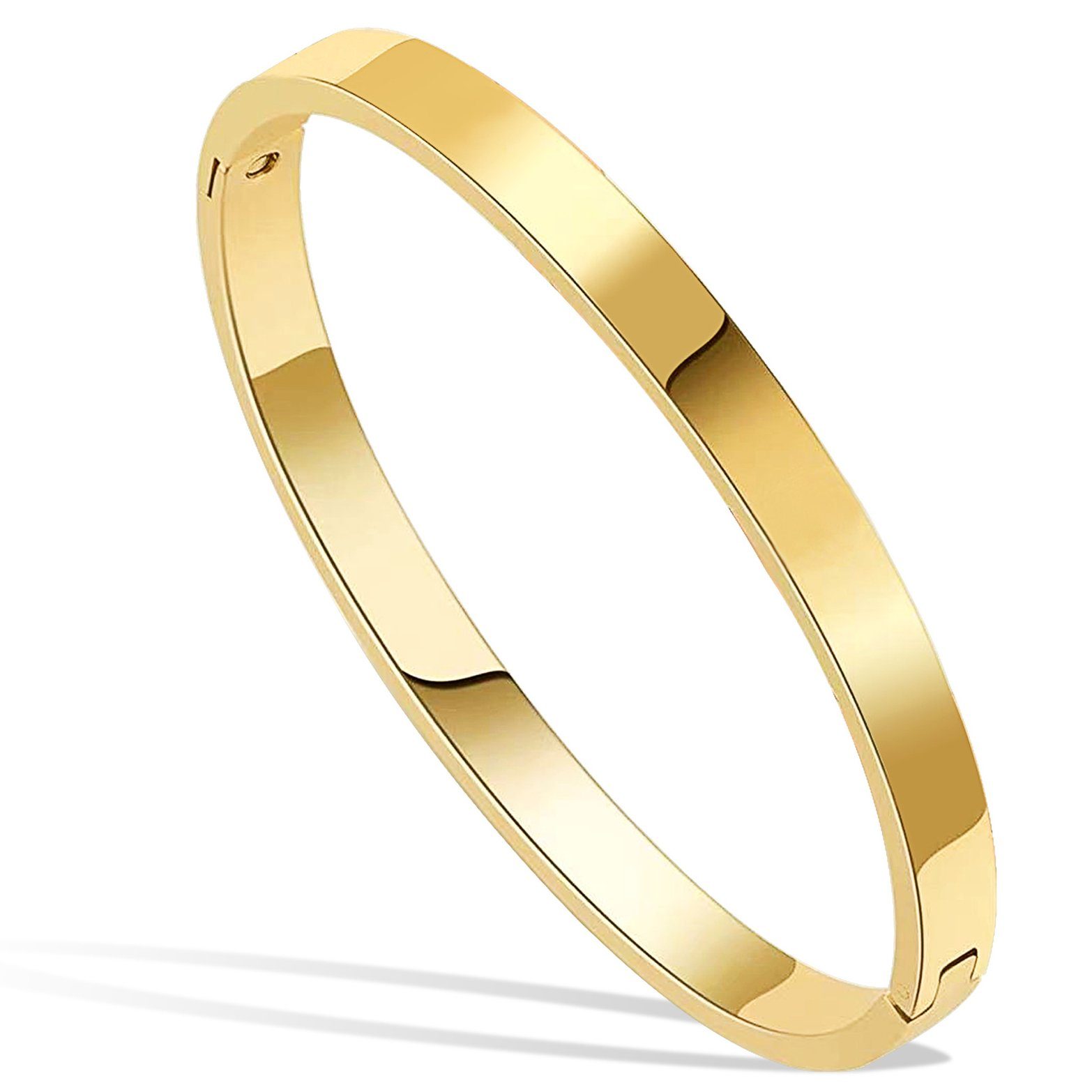Haiaveng Armkette O-förmiges Schnapparmband, glänzendes Spiegelarmband, Vintage-Armband gold