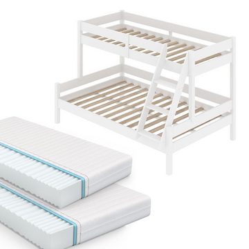 VitaliSpa® Kinderbett Etagenbett Hochbett 90x200cm EVEREST Weiß 2 Matratzen