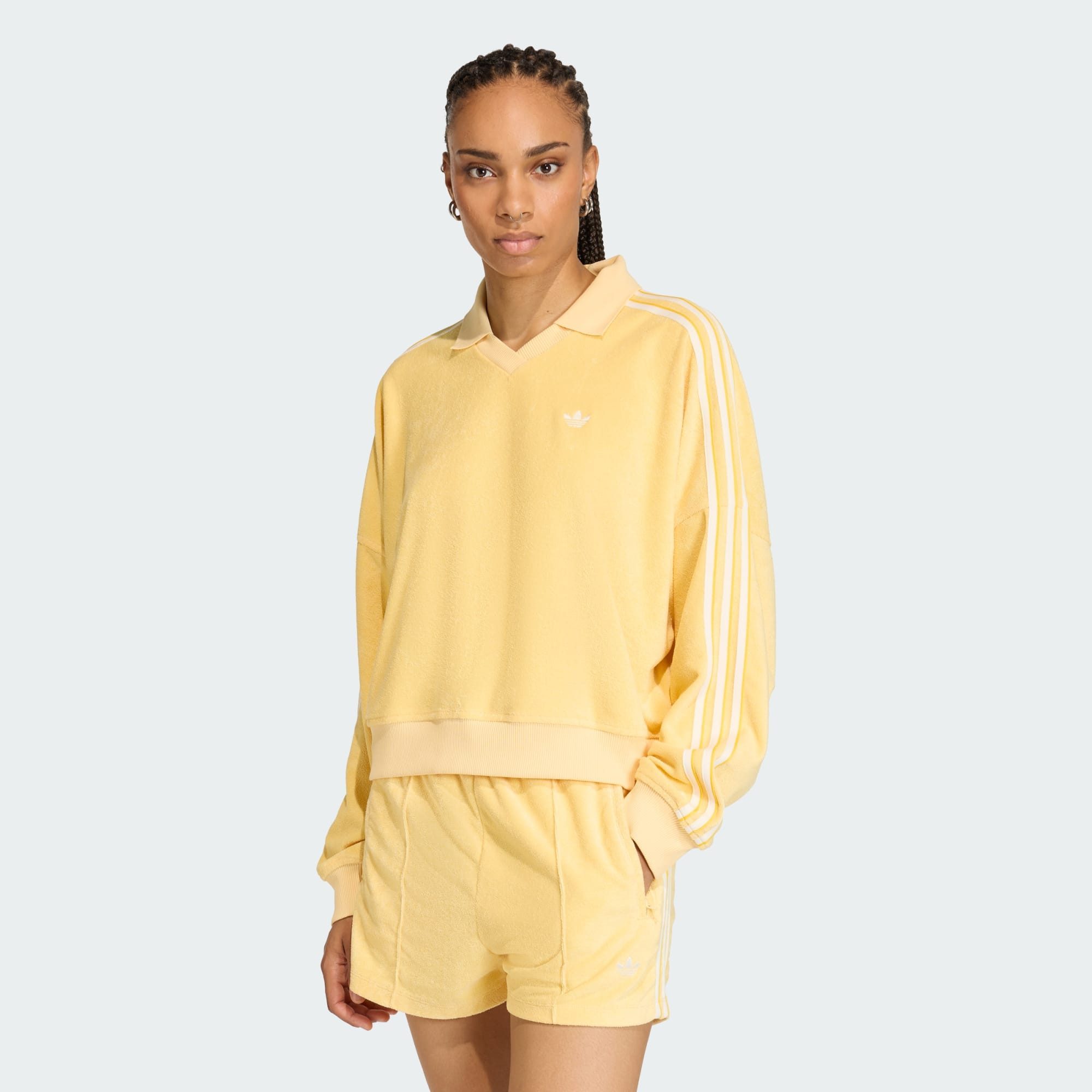 adidas Originals Langarm-Poloshirt TERRY TOWEL V NECK LONG SLEEVES POLOSHIRT (1-tlg)