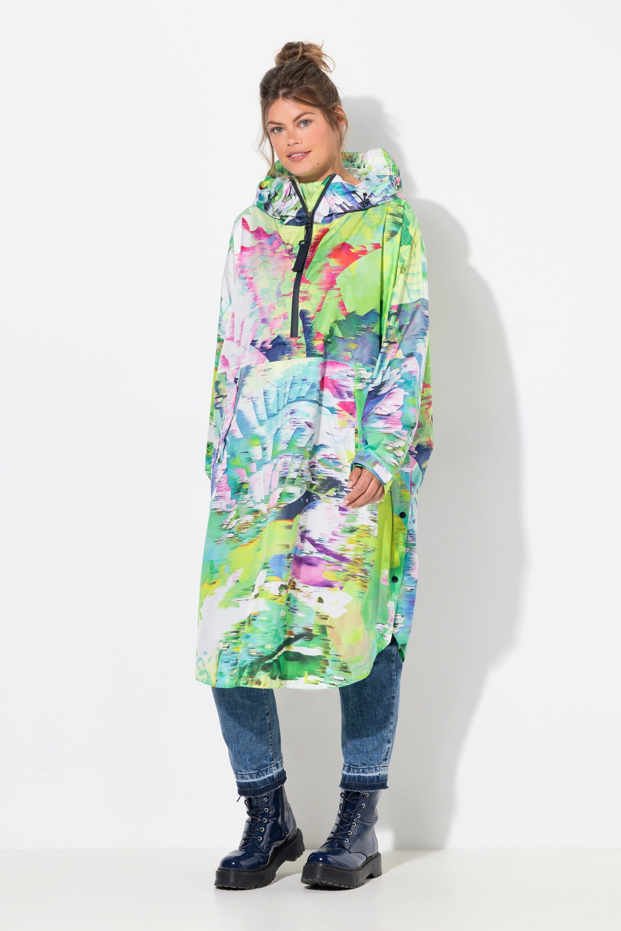 Funktionsjacke Funktions-Regencape Unisex Print Kapuze