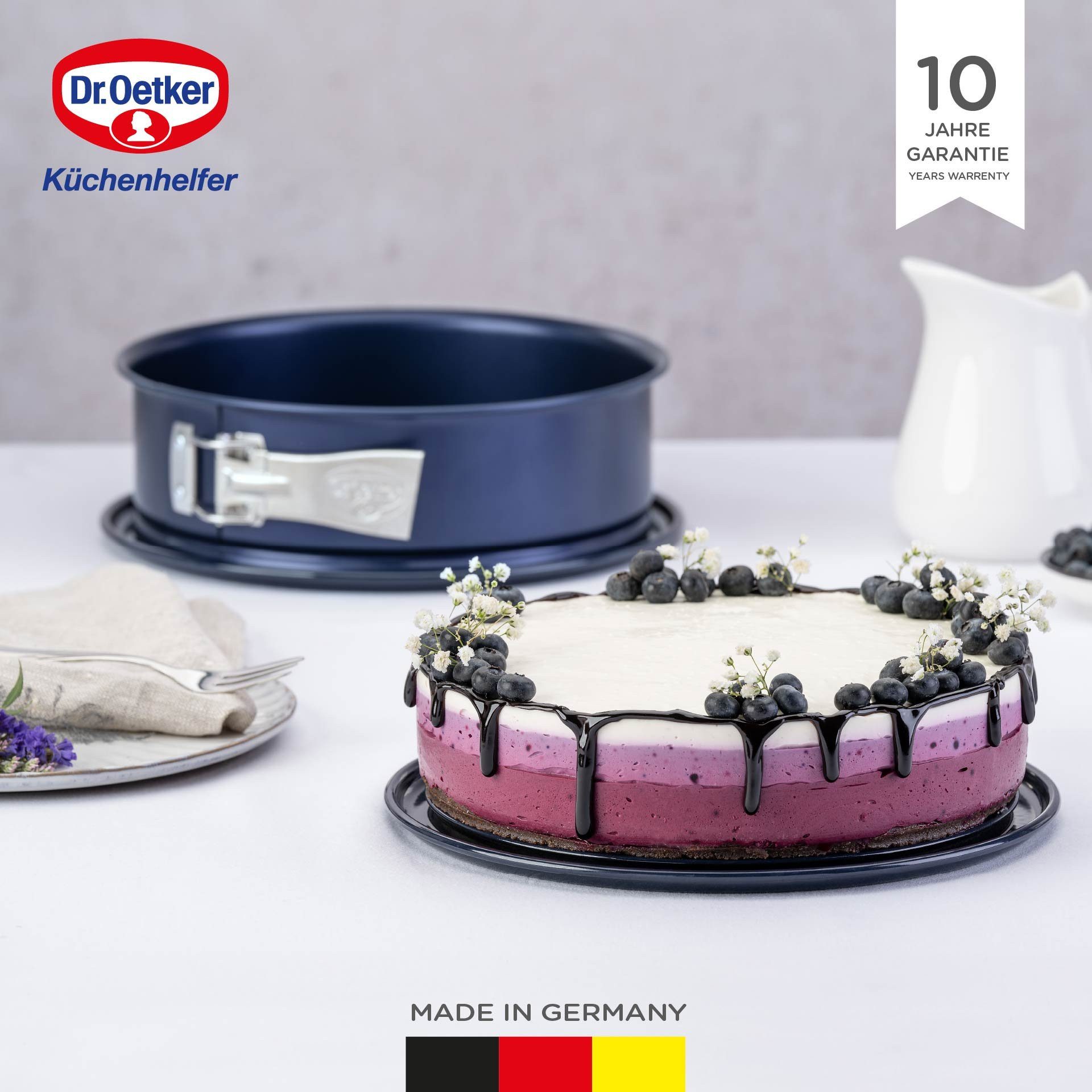 Dr. Oetker Küchenhelfer Springform Springform mit Emaille-Servierboden und Antihaft-Ring