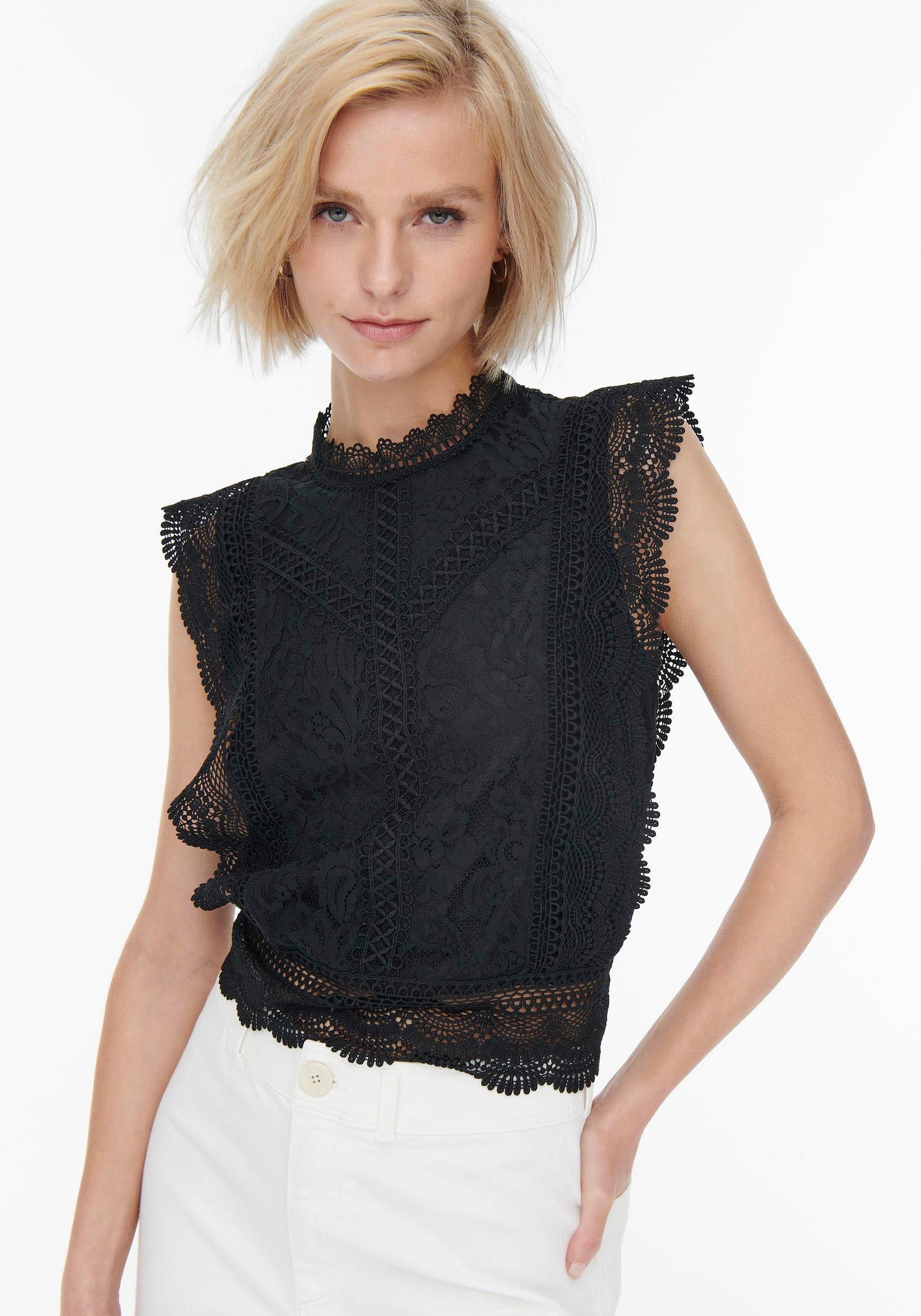 ONLY Spitzenshirt ONLKARO – Spitzentop mit Stehkragen für elegante Looks re günstig online kaufen