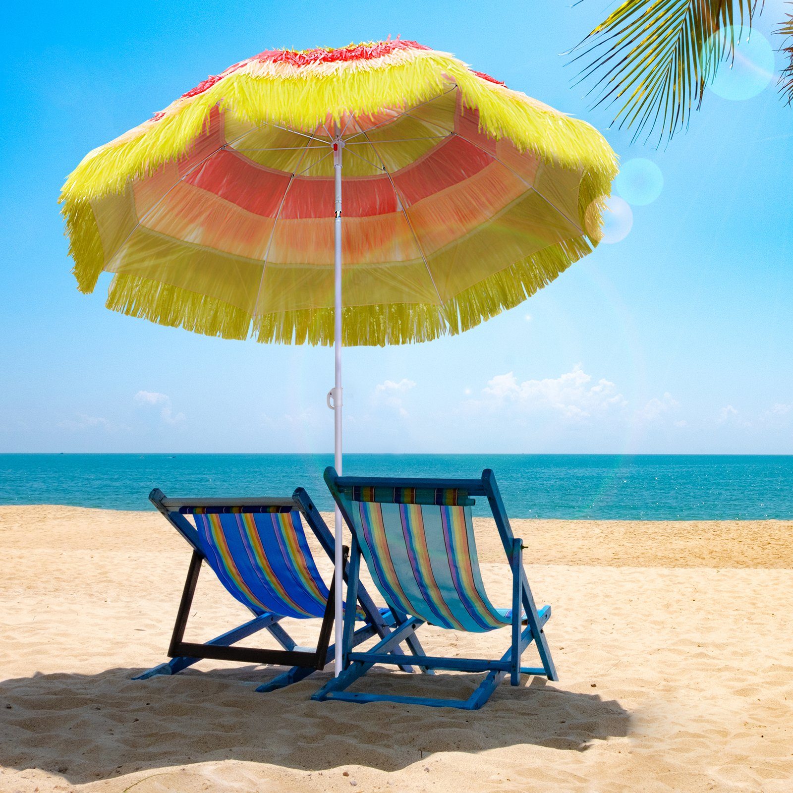 Outsunny Sonnenschirm Hawaiischirm, höhenverstellbar, neigbar, Ø160 günstig online kaufen