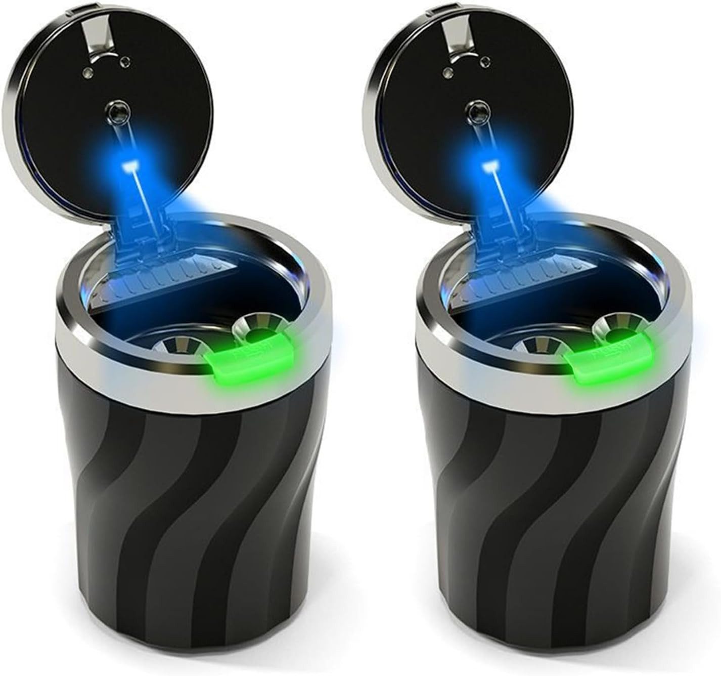 FELIXLEO Aschenbecher 2x Auto Aschenbecher LED Deckel Geruchsdicht Flammhemmend Groß.