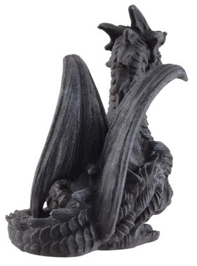 Vogler direct Gmbh Dekofigur Mystischer schwarzer Drache - sitzend, von Hand coloriert, aus Kunststein, LxBxH ca. 6x10x10cm