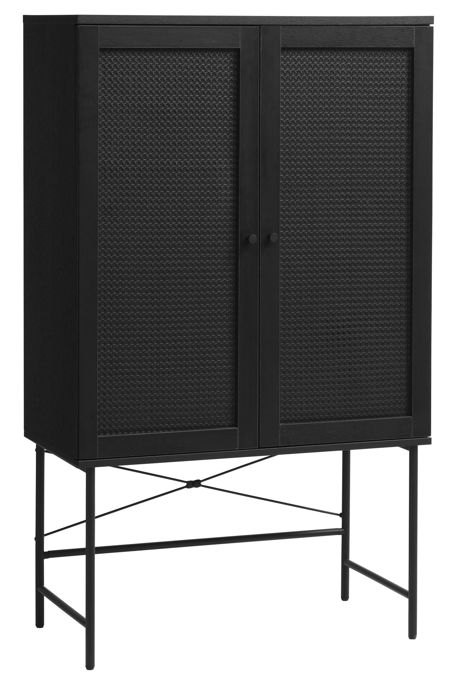 möbelando Highboard PENSACOLA (B/H/T: 80x135x40 cm), aus Eiche-Nachbildung in schwarz
