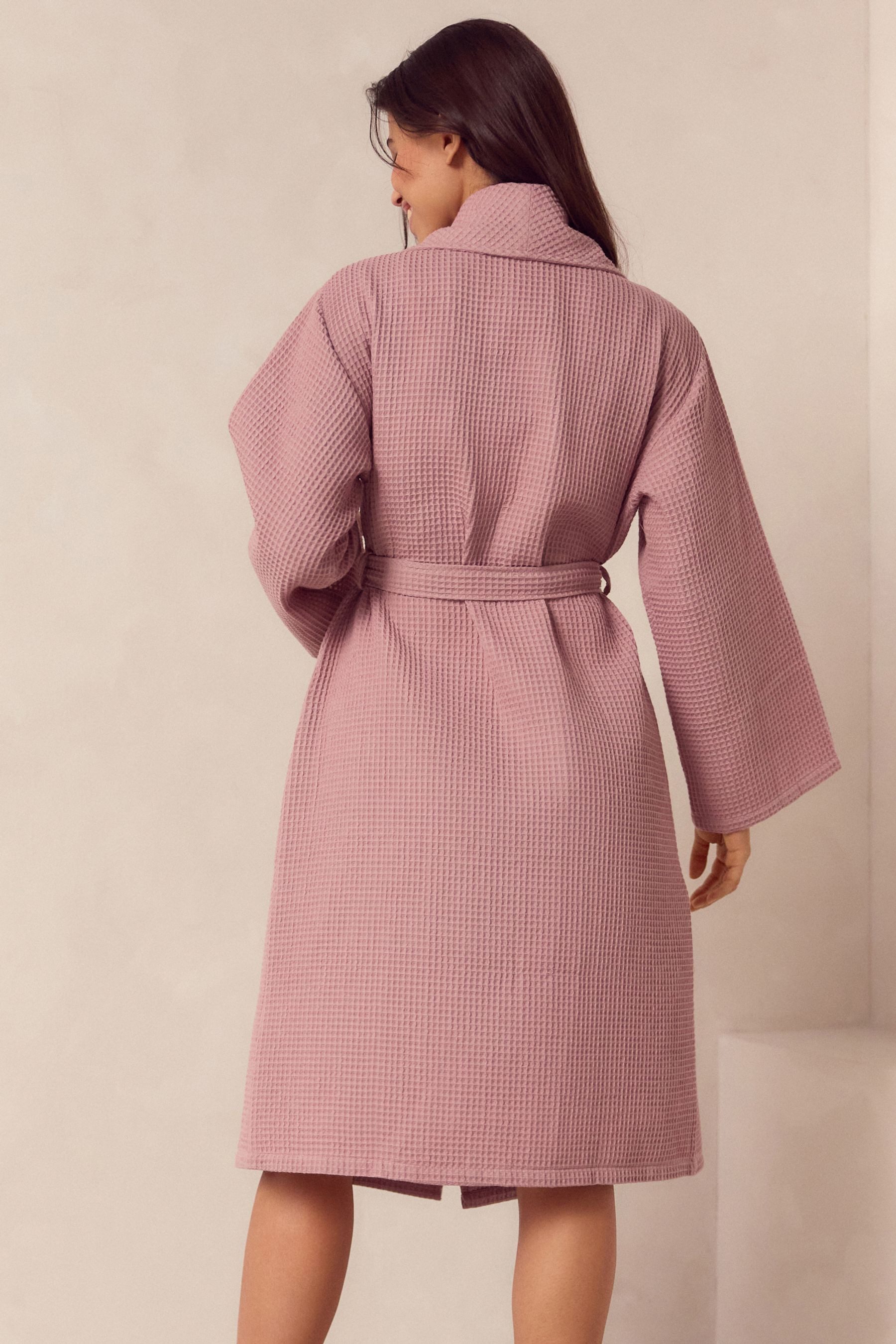 Next Damenbademantel Bademantel mit Waffelstruktur, Baumwolle, Polyester