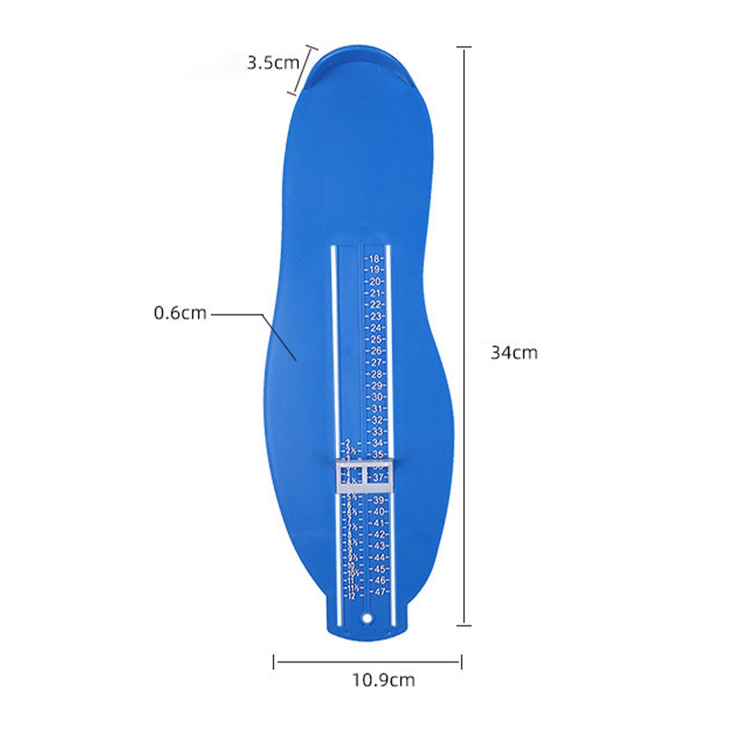 Fußmessgerät Unisex Blau (1-tlg) Gadget, Daisred Coole Schuhgrößenmesser Messlatte