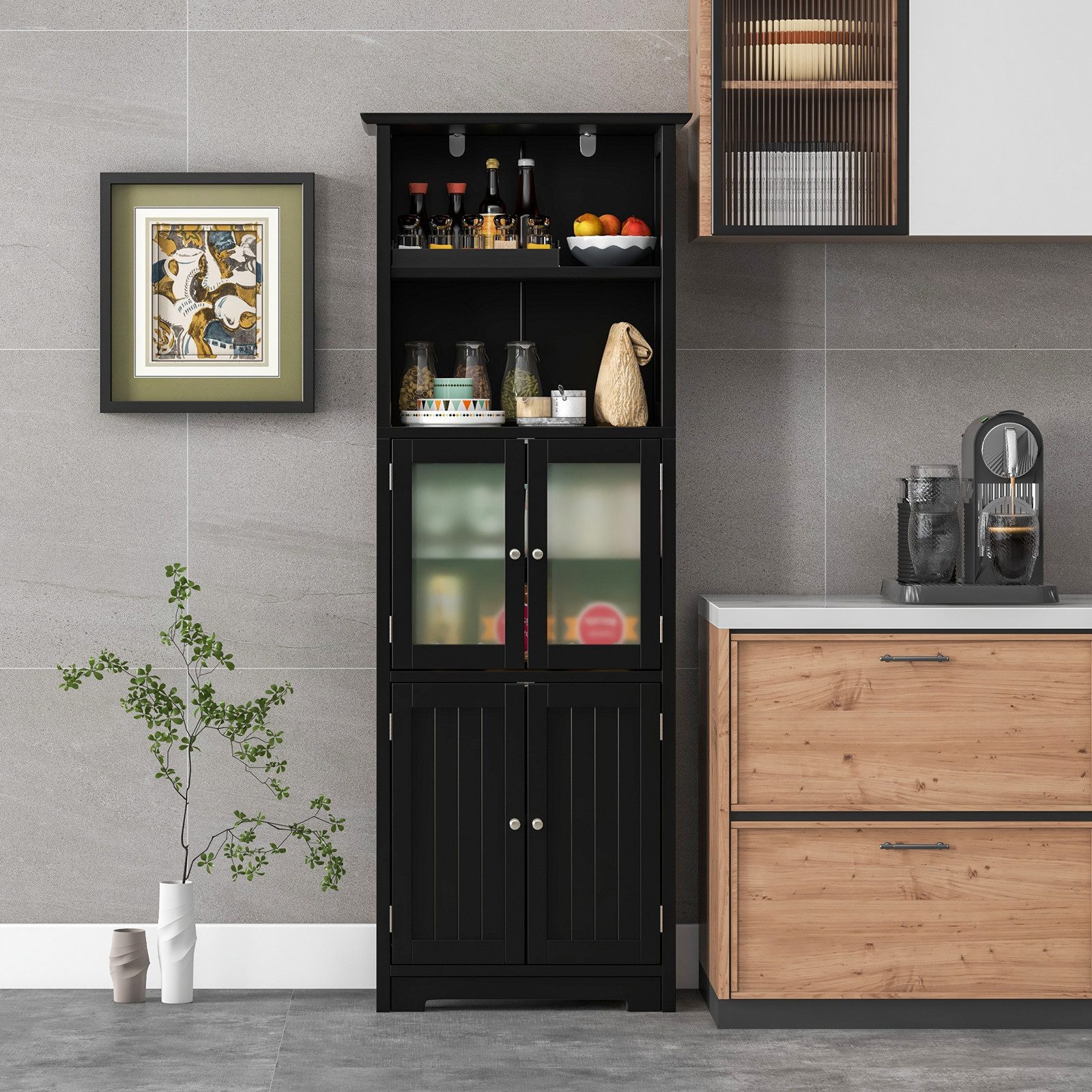 COSTWAY Hochschrank Bad, Küchschrank mit verstellbarem günstig online kaufen