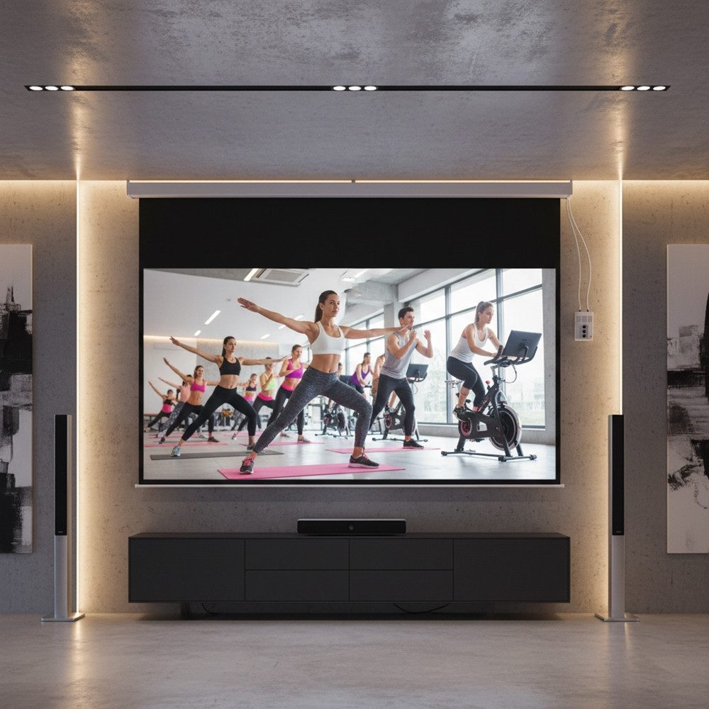 Mucola Beamerleinwand 300x169CM Motor Beamer Leinwand Projektionsleinwand Motorleinwand (Geeignet für HD-Qualität, 16:9, 4:3 und auch 1:1 Formate)