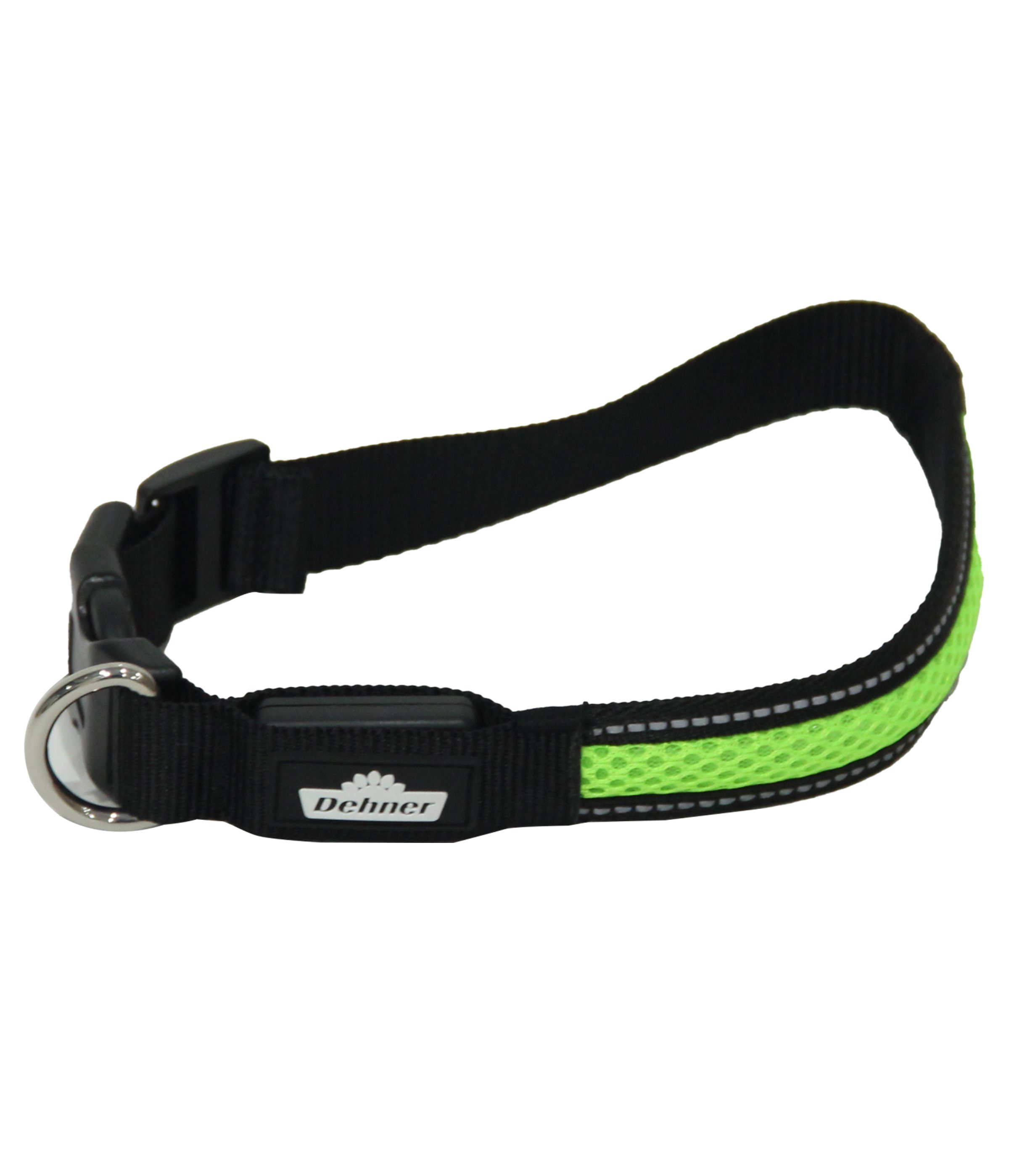 Dehner Hunde-Halsband LED Hundehalsband Collar, Mesh-Stoff, schwarz/grün, Keine Angabe