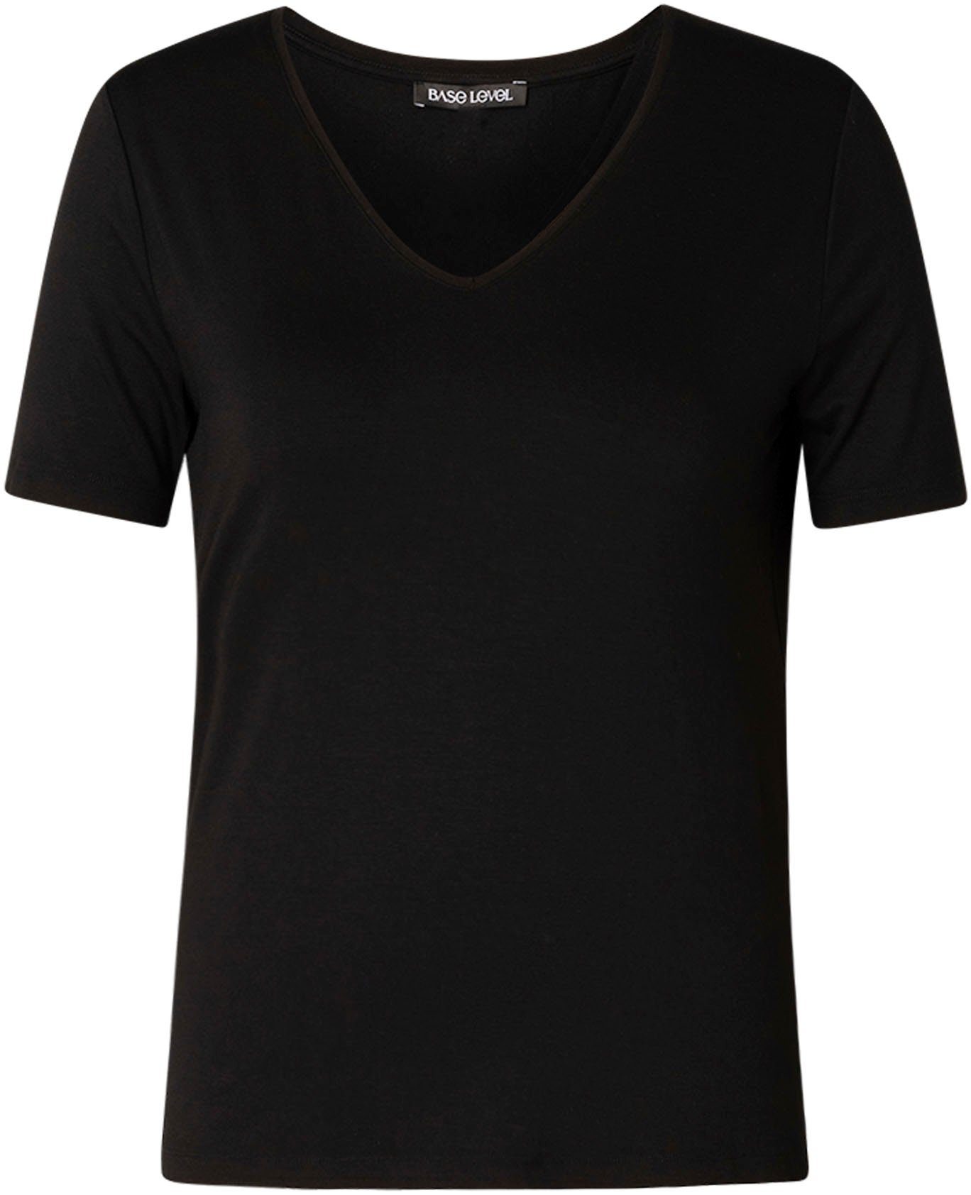 Base Level T-Shirt mit black V-Ausschnitt