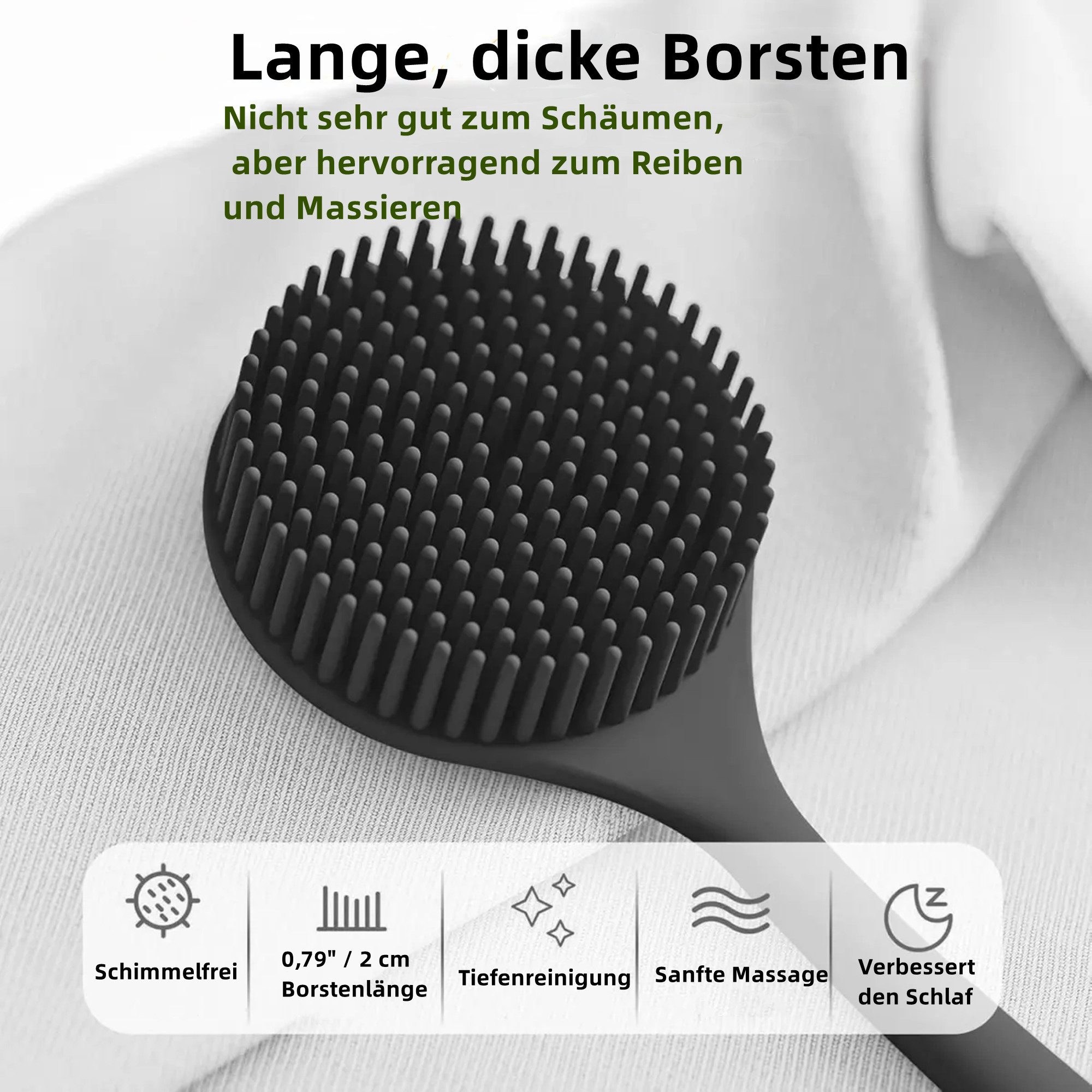Forrlite Badebürste Silikon-Körperwäscher mit Langem Griff, Doppelseitige Rückenbürste, für Duschpeeling und Massage, Körperbürste Duschbürste Rücken für Männer, Senioren, Frau