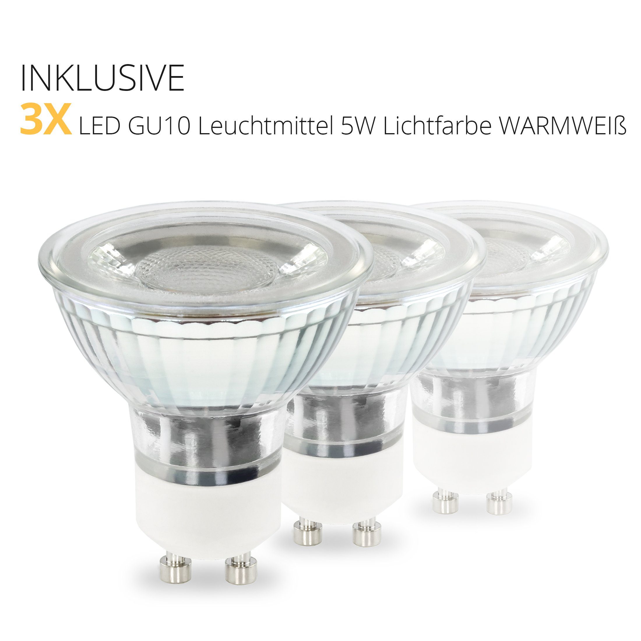 Weiss 3 GU10 in 3x ALVO Warmweiß Moderne mit 6W, LED Spot Schwarz Aufbauleuchte SSC-LUXon Deckenleuchte