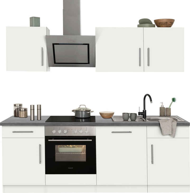 wiho Küchen Küchenzeile Cali, mit E-Geräten, Breite 220 cm mit Hanseatic E-Geräten