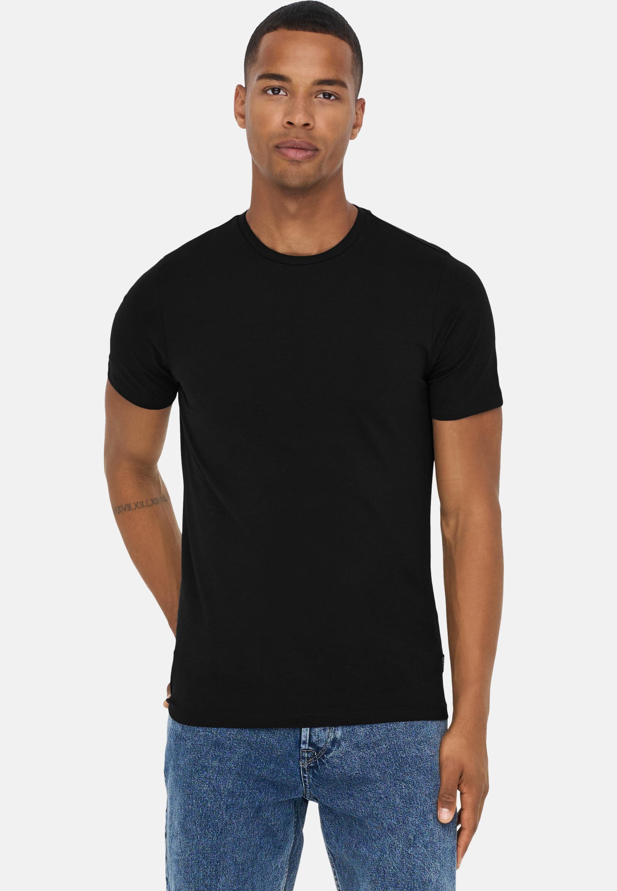 ONLY & SONS T-Shirt 6er Pack Basic (Spar-Set, 6-tlg) T-Shirt - Baumwolle - Blickdicht - Elastisches Material
