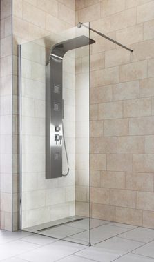 welltime Duschwand Duschabtrennung, Sicherheitsglas, Duschabtrennung in 4 verschiedenen Breiten (80-120cm), Walk-In