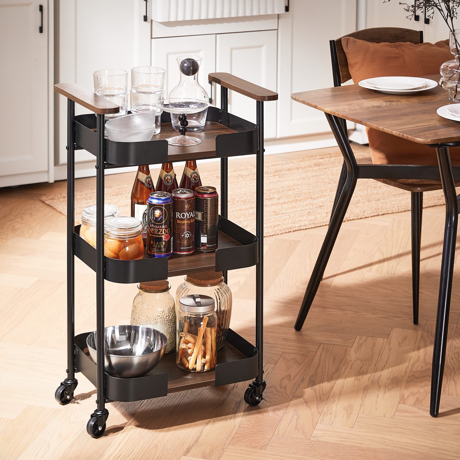 SoBuy Servierwagen SVW23, Rollwagen, Teewagen, Barwagen, Aufbewahrungswagen günstig online kaufen