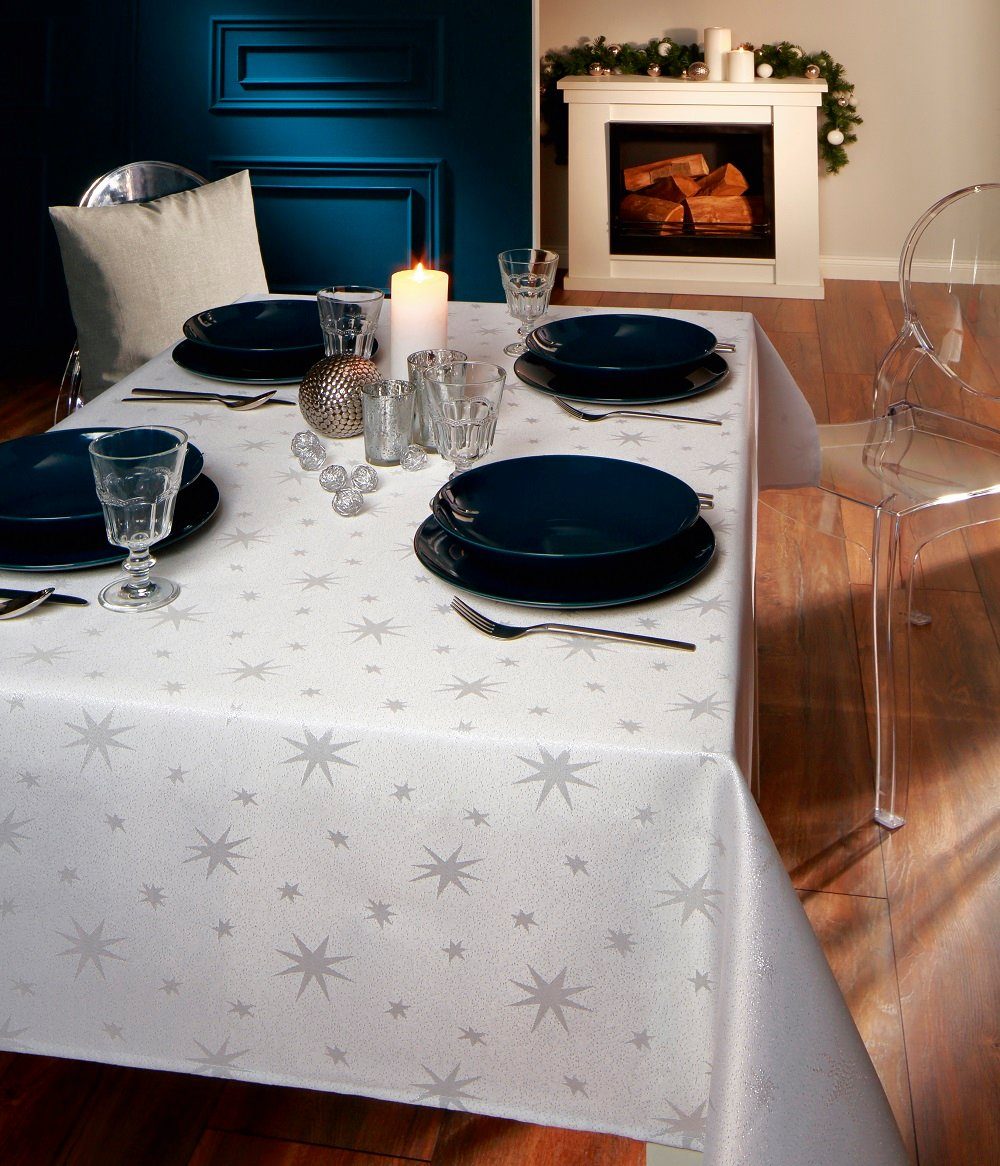 Peyer Syntex Tischläufer Weihnachten Tischdecke Stellato (1-tlg) weiß/silber